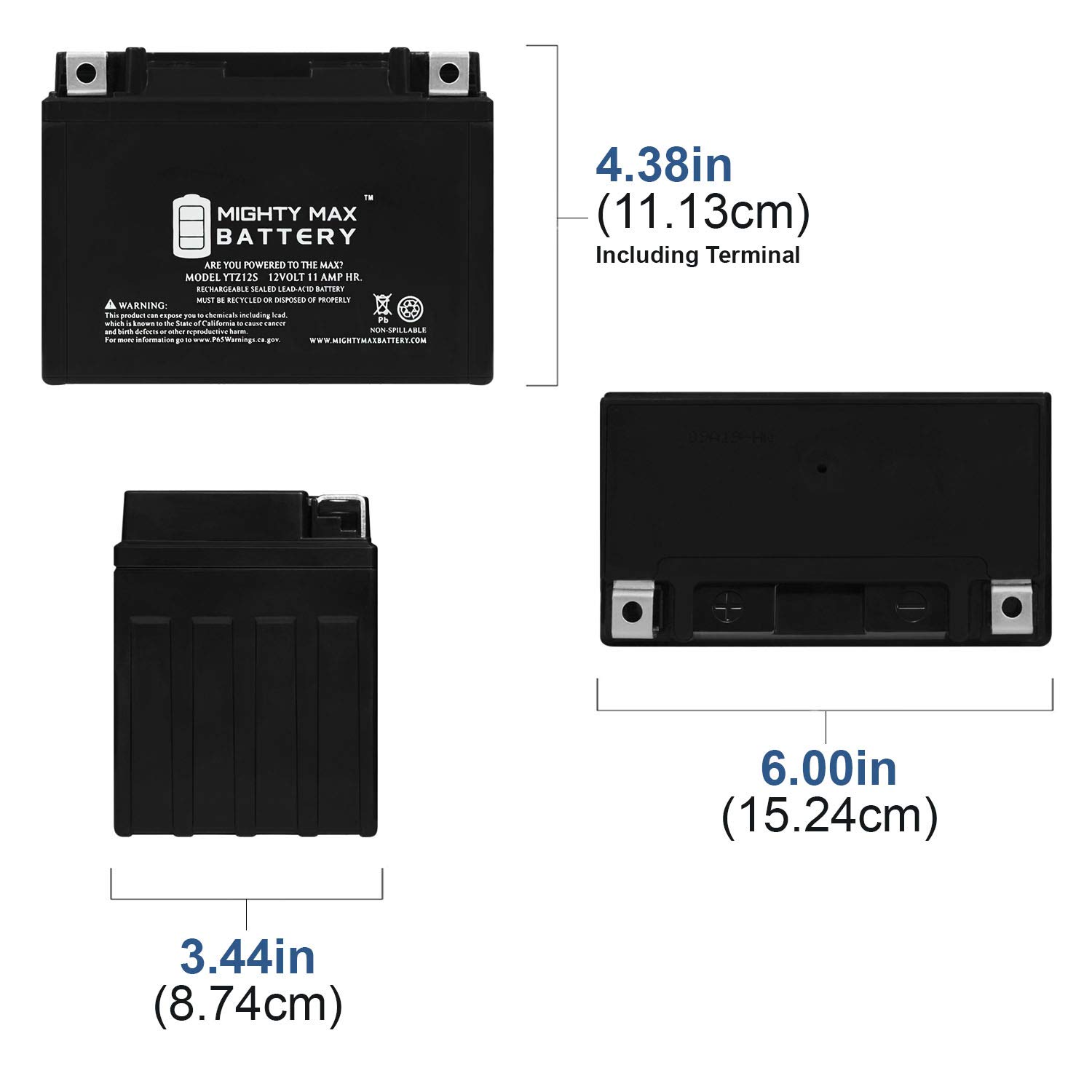 Mighty Max Battery YTZ12S 12V 11Ah Replacement Battery - 3 Pack | Compatible with Fire Power CTZ12S & Other Powersports Vehicles | Perfect for Motorcycles, ATVs, Scooters & Marine Applications