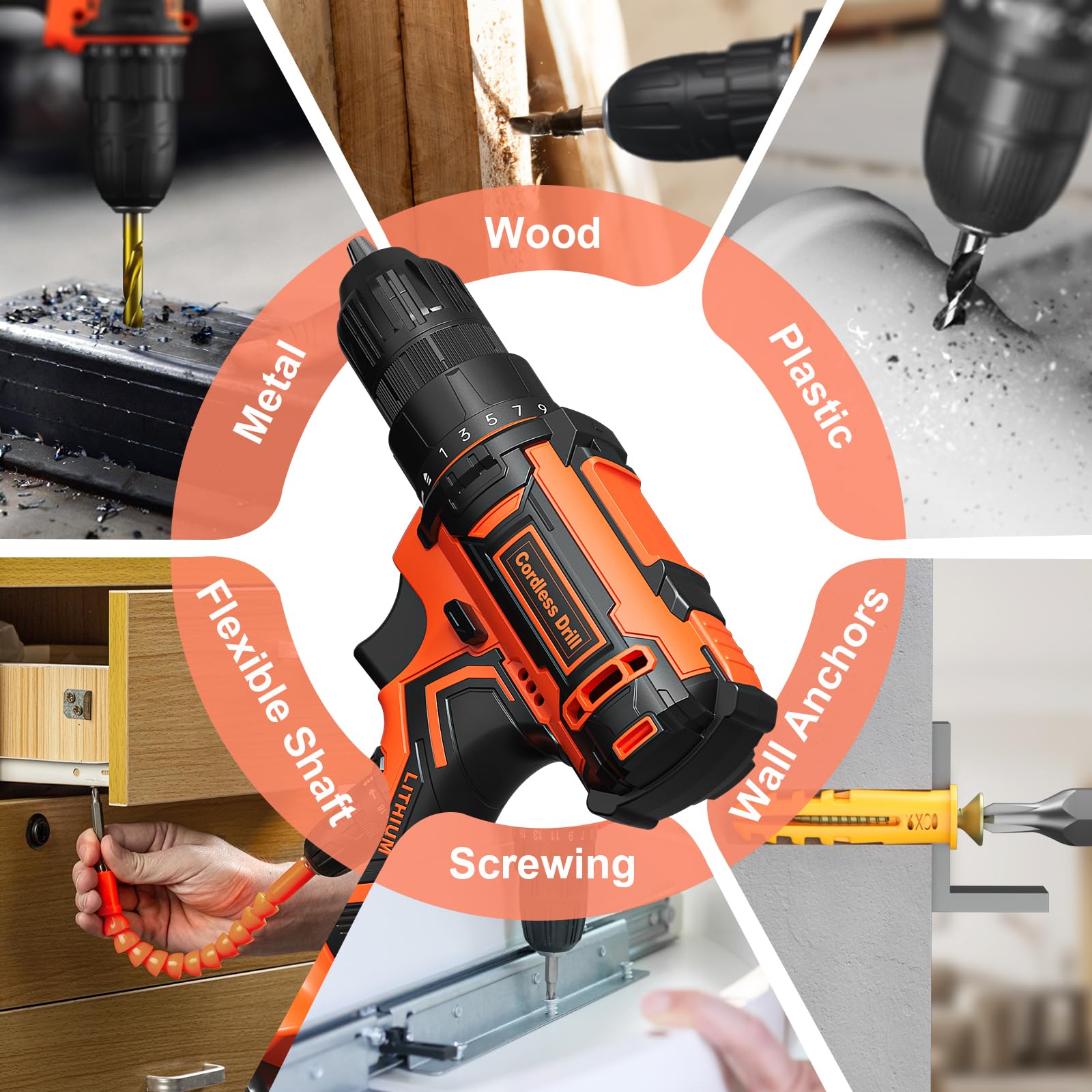 20V Cordless Drill with 2 x 2000mAh Batteries & Charger - 3/8
