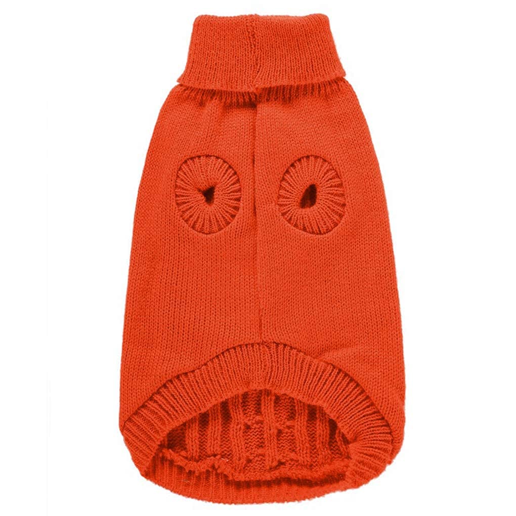 Warm Knitted Dog Sweater for Small Pets - Winter Cat & Puppy Clothes (Orange) - Perfect for Cold Weather Outings