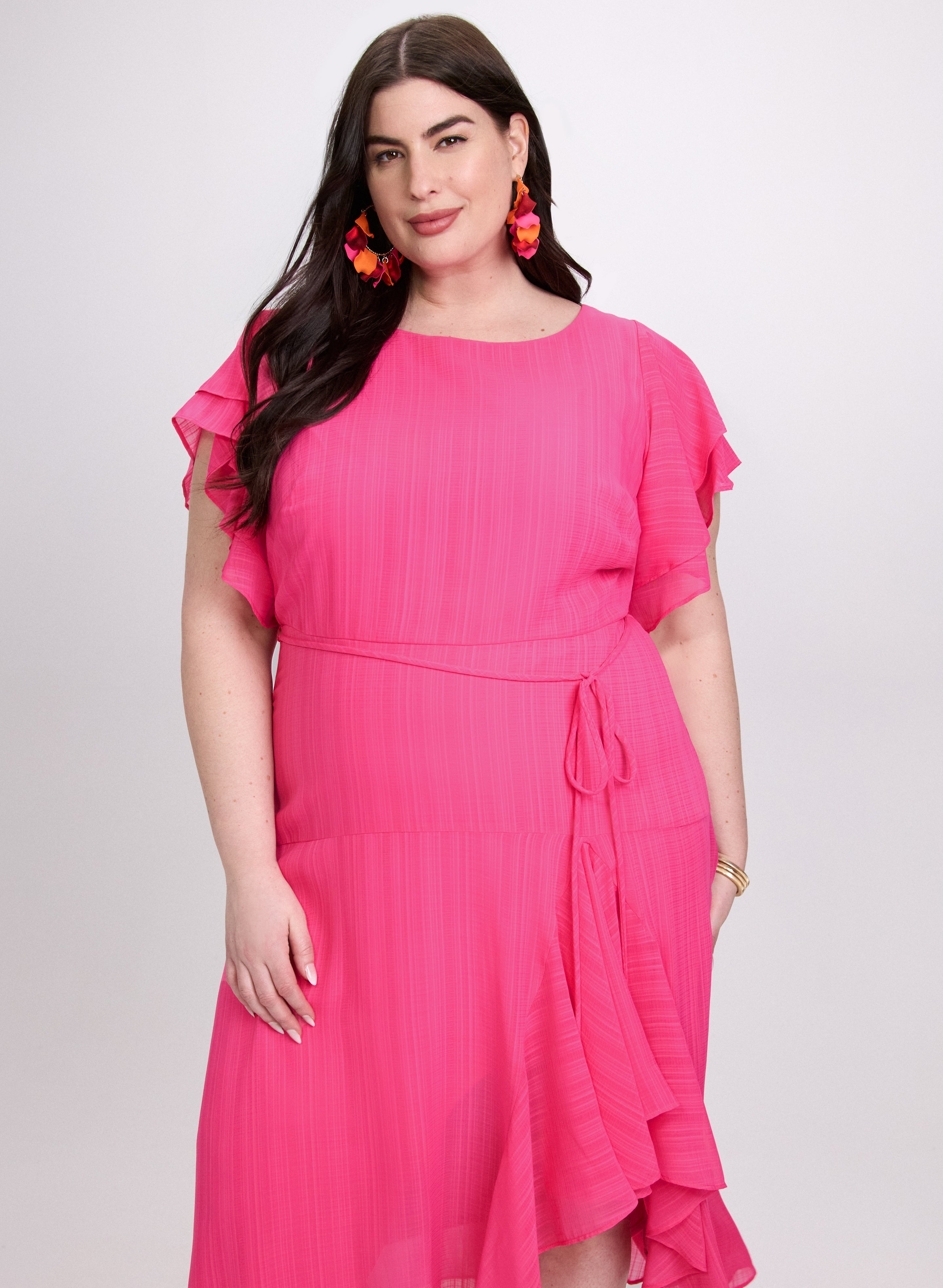 Elegant Chiffon Midi Dress for Women - Flowy Summer Party Dress with Floral Print | Perfect for Weddings, Cocktail Parties & Beach Vacations