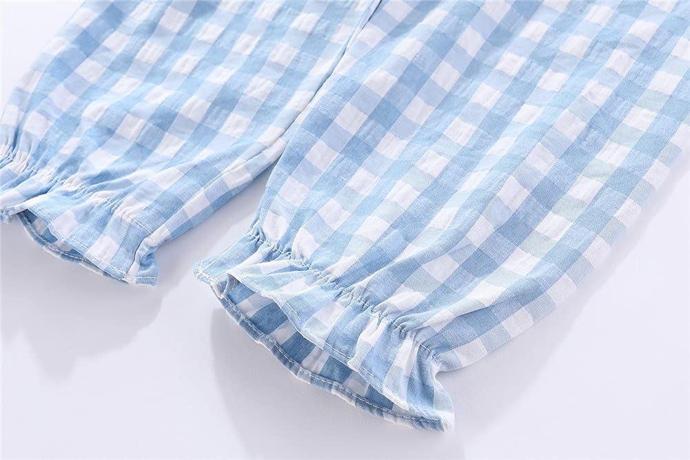 Kids Summer Pajama Set - Plaid Print with Cute Peter Pan Collar for Boys & Girls | Comfortable Sleepwear for Bedtime & Lounging