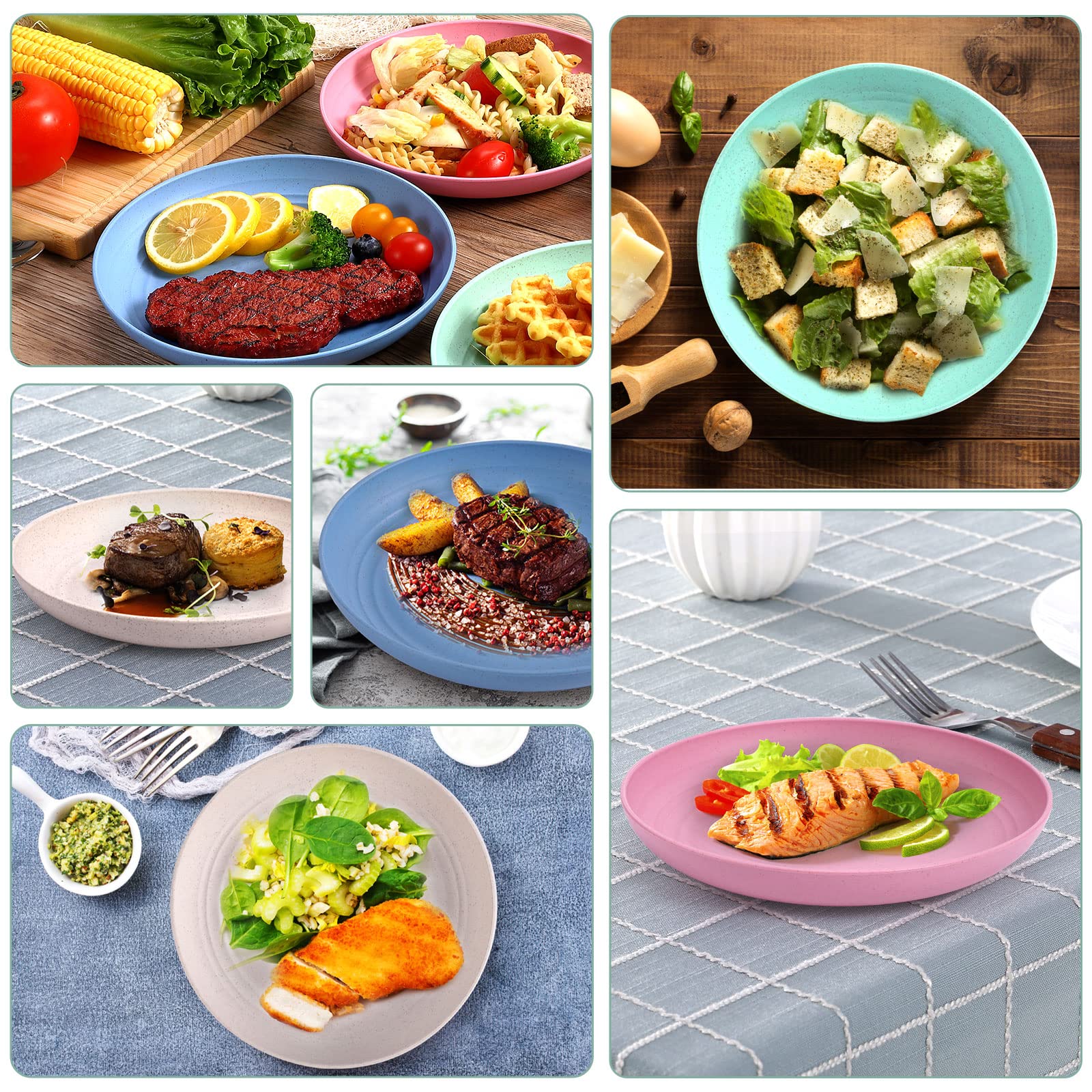 Eco-Friendly Wheat Straw Plates Set - 7.8 Inch Unbreakable Dinnerware, Microwave & Dishwasher Safe (4 Pack) - Perfect for Picnics, Camping, Parties & Everyday Use