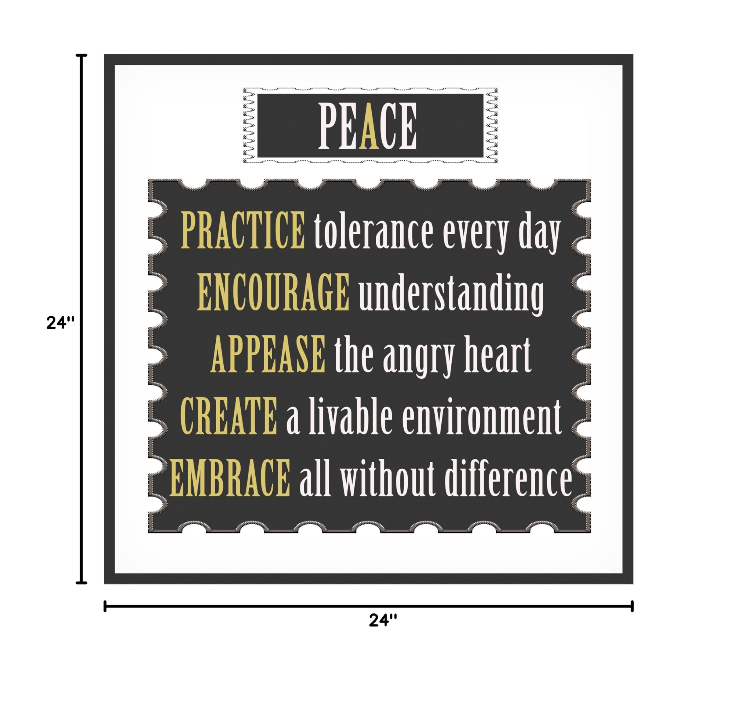 Trademark Fine Art 'Peace Word Art' Canvas Print by Richard Homawoo - Inspirational Wall Decor for Living Room, Bedroom & Office
