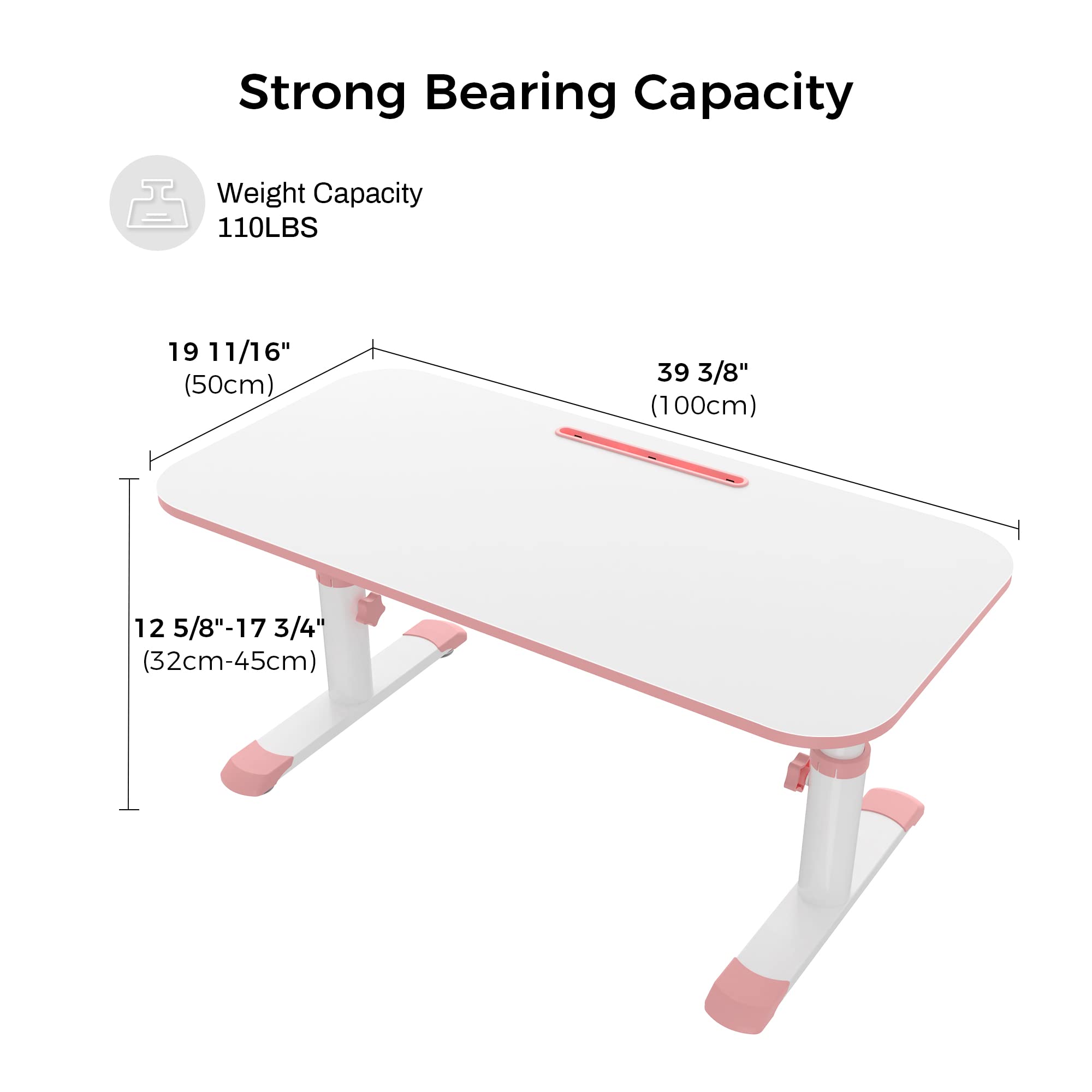 DESIGNA 39 Inch Adjustable Kids Table - 6 Height Levels Multifunctional Children's Study Desk for Learning, Drawing, Eating & Playtime | Perfect for Homeschooling, Arts & Crafts, Snack Time & Toddler Activities (Pink)