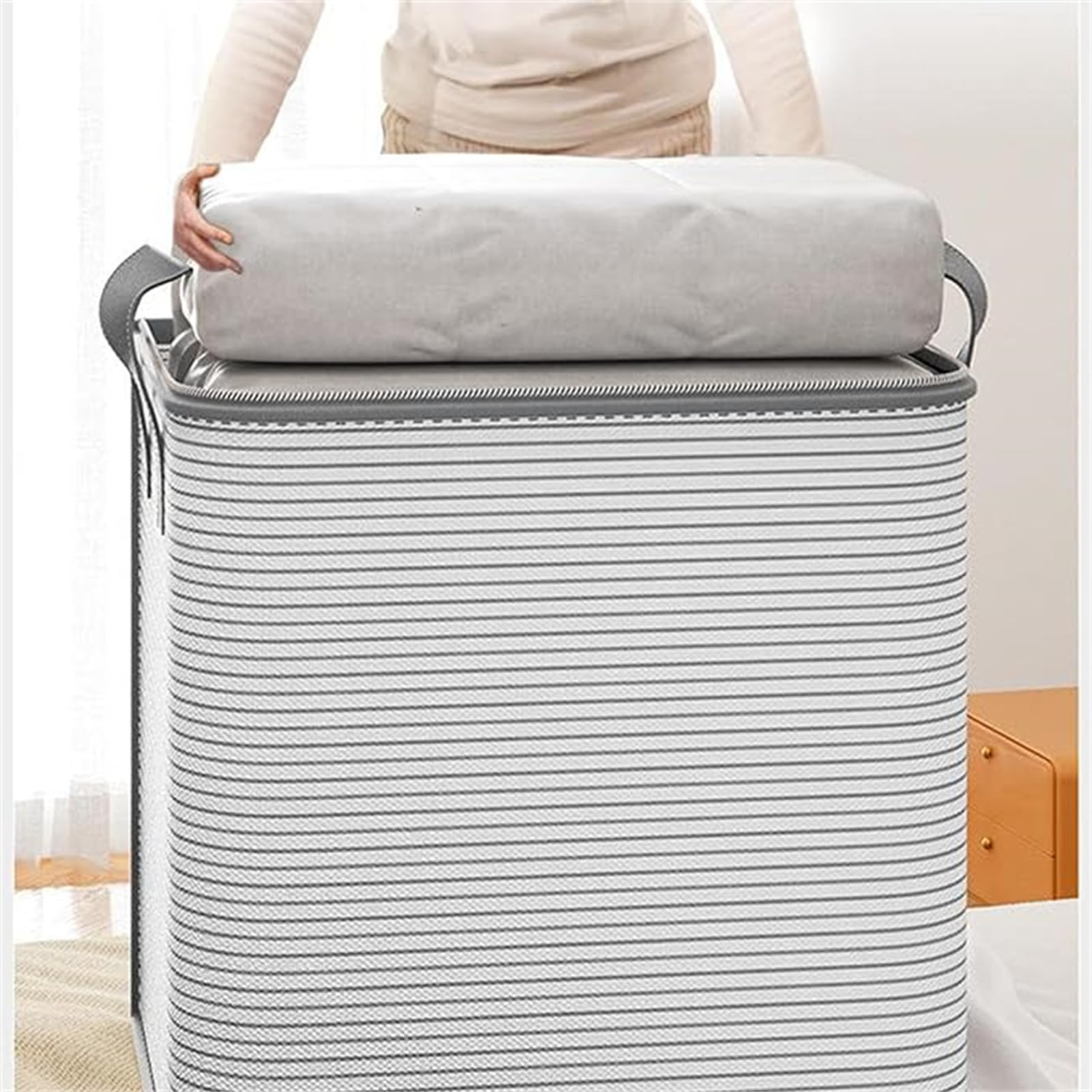 Extra Large Foldable Storage Bins - Heavy Duty Closet Organizers with Reinforced Handles & Lids for Space Saving - Ideal for Clothes & Home Organization