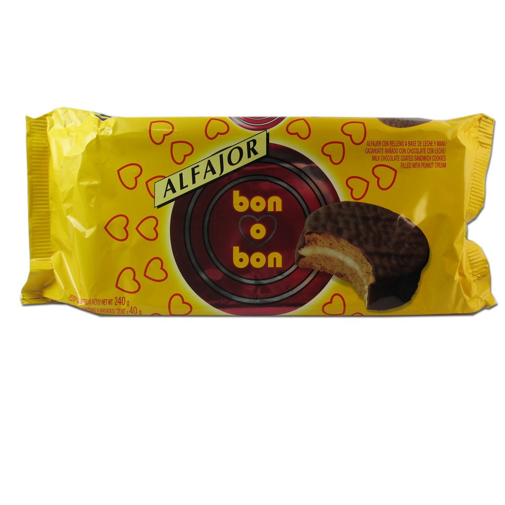 Bon O Bon Milk Chocolate Alfajores - 6 Cookies Per Pack | Delicious Argentine Treats for Gifting, Snacking & Dessert Lovers
