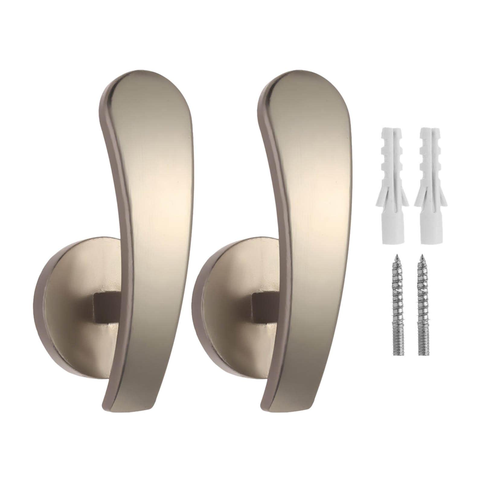 2 Pack Silver Metal Curtain Holdbacks - Wall Mounted Drapery Tiebacks with Screws for Sheer, Blackout & Thermal Curtains - Decorative Window Hooks for Living Room, Bedroom, Dorm & Office - Elegant Home & Wedding Decor | Perfect for Modern Interior Design, Room Dividers & Stylish Window Treatments