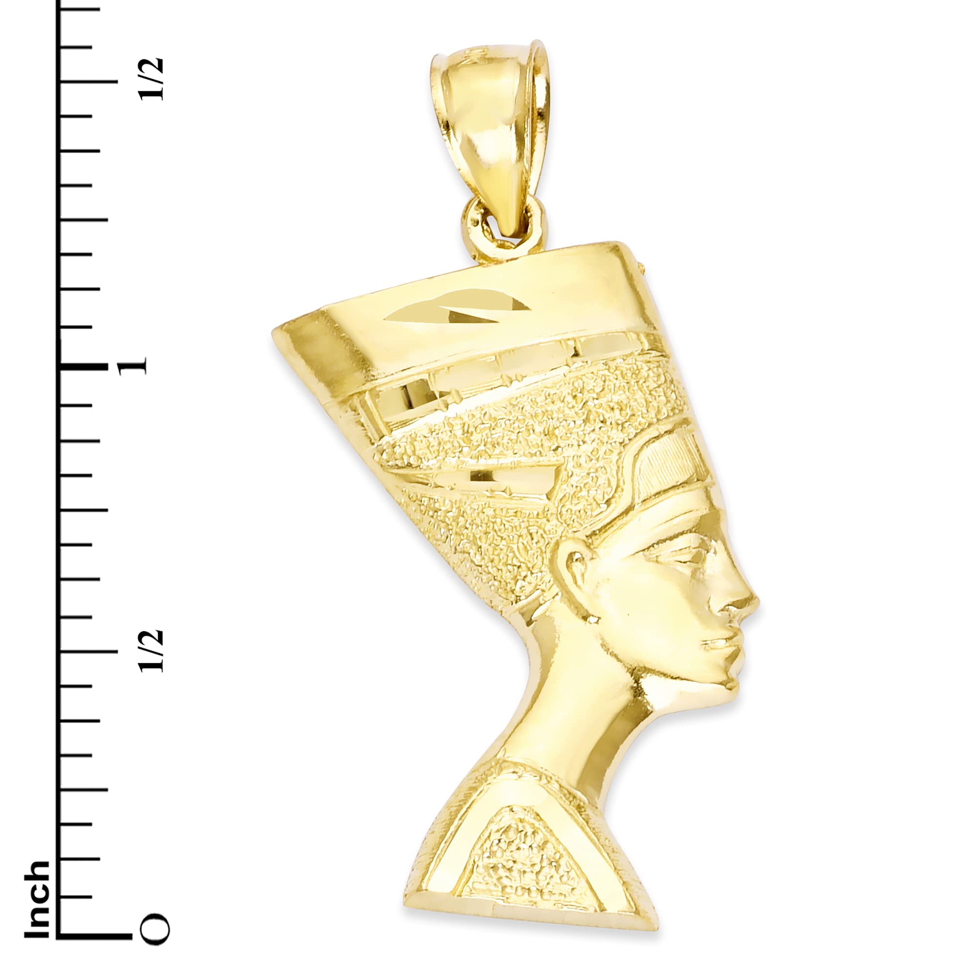 10K Solid Gold Nefertiti Bust Pendant Necklace - Egyptian Queen Jewelry for Women - Ancient Egyptian Inspired Gift for Her - Perfect for Birthdays, Anniversaries & Historical Fashion Enthusiasts
