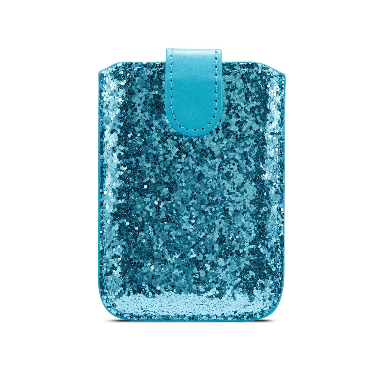 RFID Blocking Glitter Phone Card Holder - Stretchable Adhesive Wallet for iPhone 16/15, Samsung Galaxy S24 Ultra/Note 20/A55/A74 - Credit Card & ID Organizer (Blue) | Perfect for Hands-Free Shopping, Travel & Daily Commute