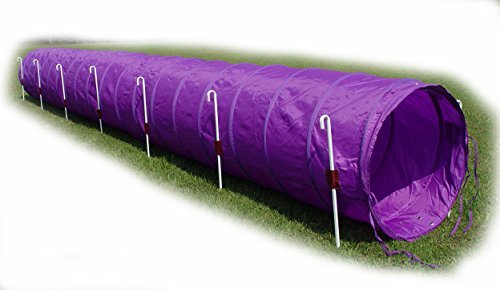 18' Dog Agility Tunnel with Stakes - Durable Pet Training Equipment for Obstacle Courses (Purple, Blue, Green) | Perfect for Backyard Agility Training, Dog Sports & Outdoor Play