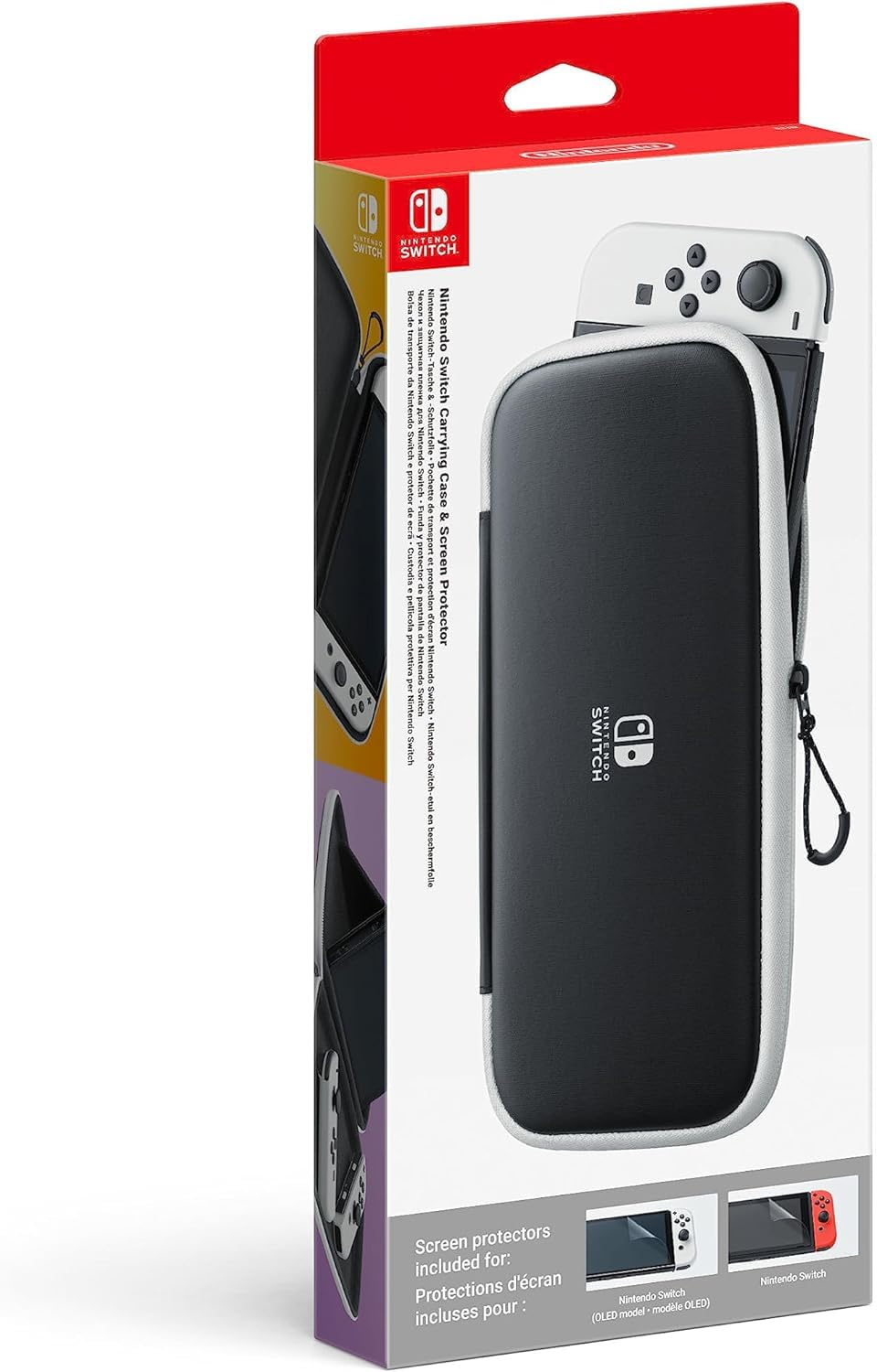 Nintendo Switch Carrying Case & Screen Protector Set - Black/White + Neon Red/Neon Blue Console | Portable Gaming Protection for Travel, Commute & Home Use