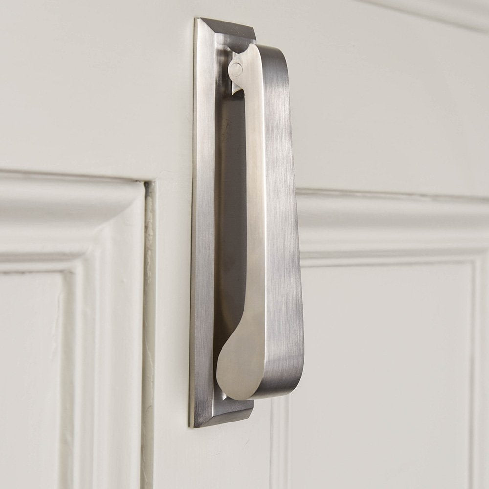 Elegant Satin Nickel Slim Door Knocker - Modern & Durable Front Door Hardware for Home & Office - Perfect for Traditional & Contemporary Entryways
