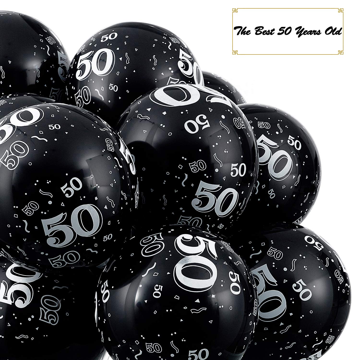 Gejoy 36-Pack Black 50th Birthday Balloons - 12 Inch Latex Party Decorations for Men & Women - Cheers to 50 Years Anniversary Celebration - Perfect for Milestone Parties, Retirement Celebrations & Golden Jubilee Events