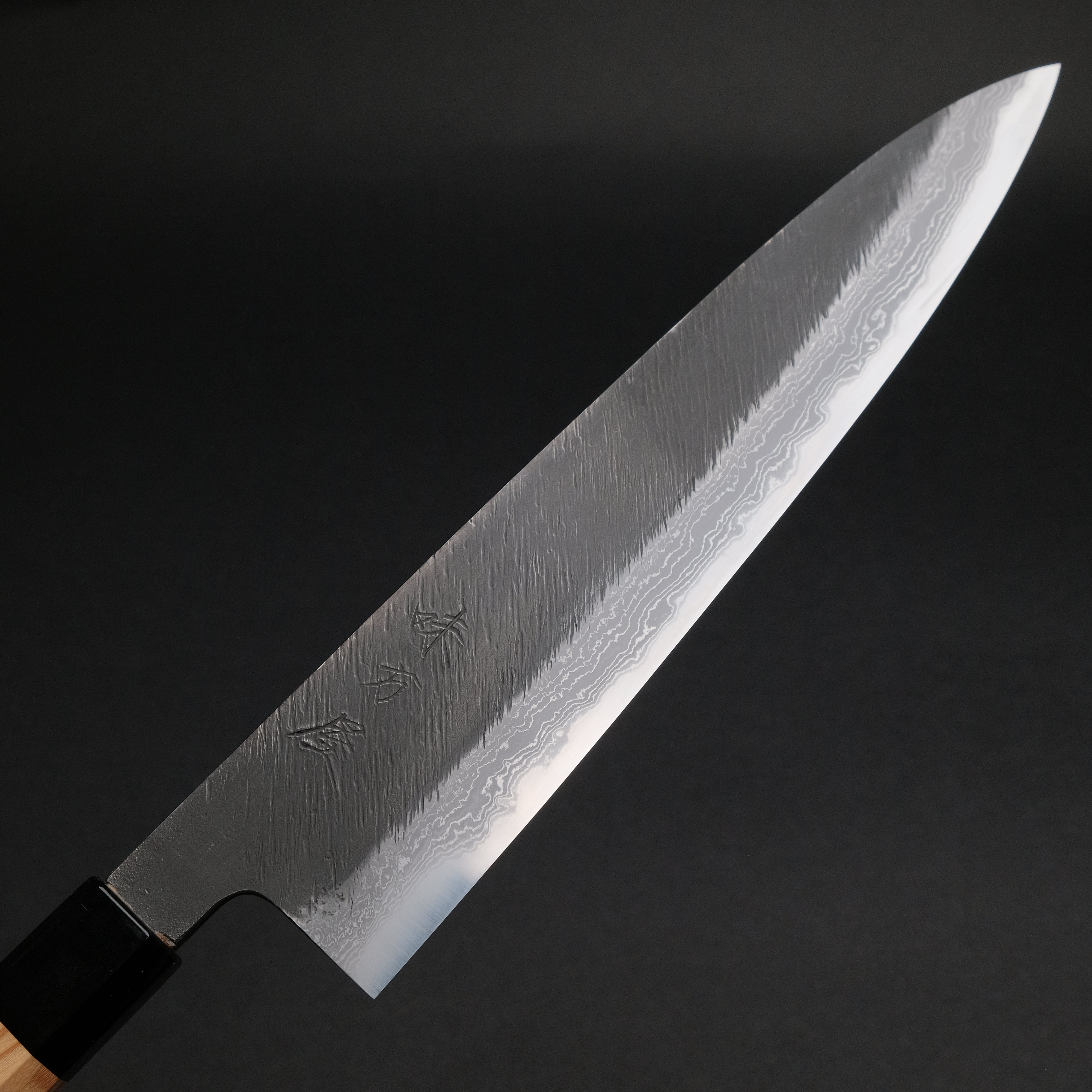 Premium Ajikataya White #2 Matsuba Damascus Gyuto 240mm Japanese Chef Knife - Olive Wood & Buffalo Horn Handle - Perfect for Sushi, Sashimi & Meat Cutting - Professional Kitchen Essential