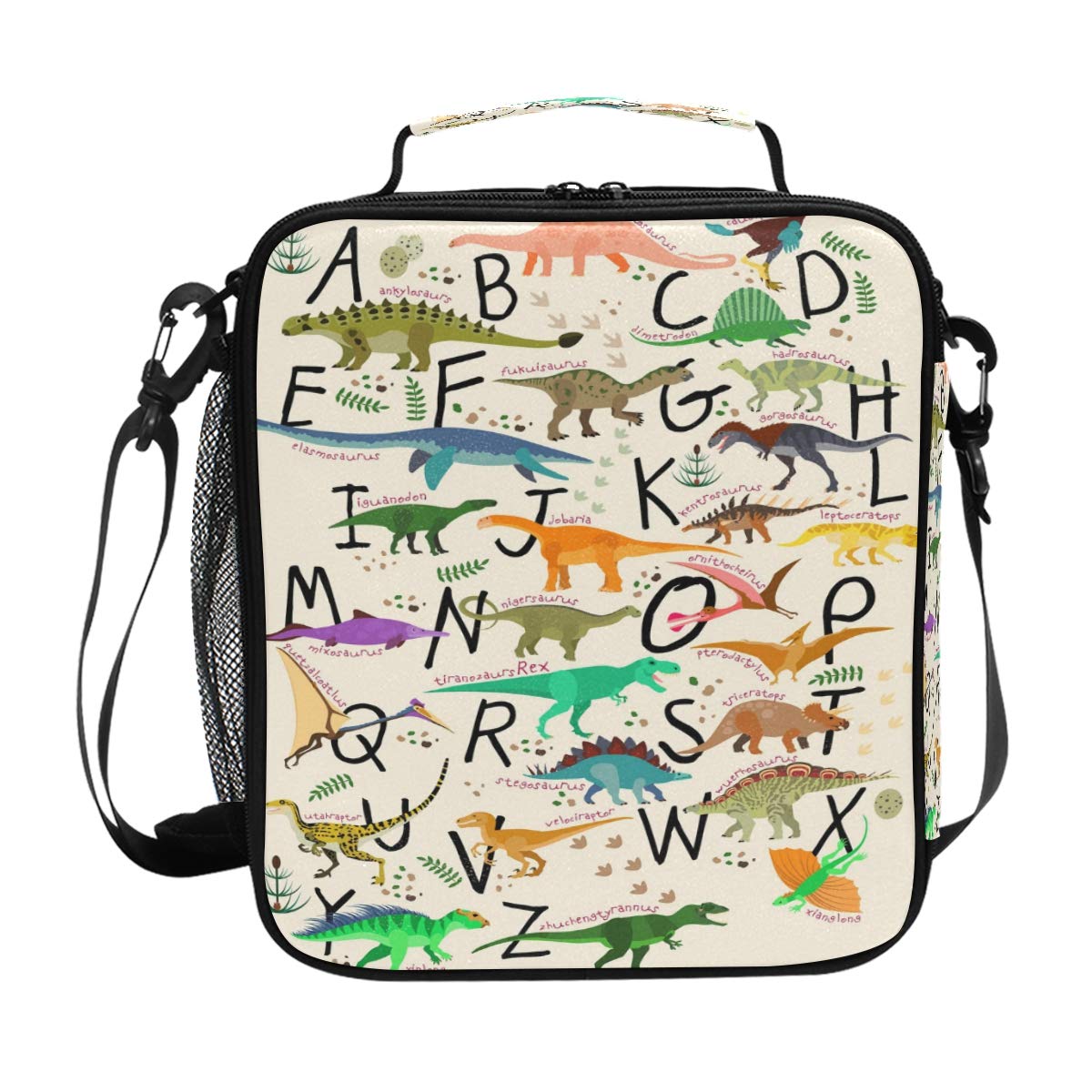 Alphabets Animal Dinosaurs Insulated Lunch Box - Reusable Cooler Bag for School, Office & Outdoor Use | Meal Prep Tote for Women, Men & Teens | Educational ABC Letter Design | Perfect for Picnics, Work Lunches & Travel