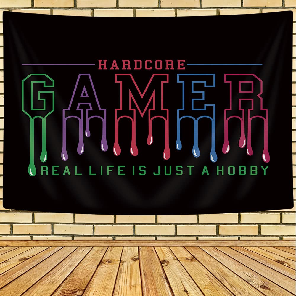MERCHR Gaming Room Tapestry Wall Hanging - 60x40 Inch Aesthetic Gamer Decor for Boys Bedroom, Living Room & Game Room - Funny Black Wall Art for Gamers | Perfect for Gaming Setup, Streamer Background & Teen Room Decor