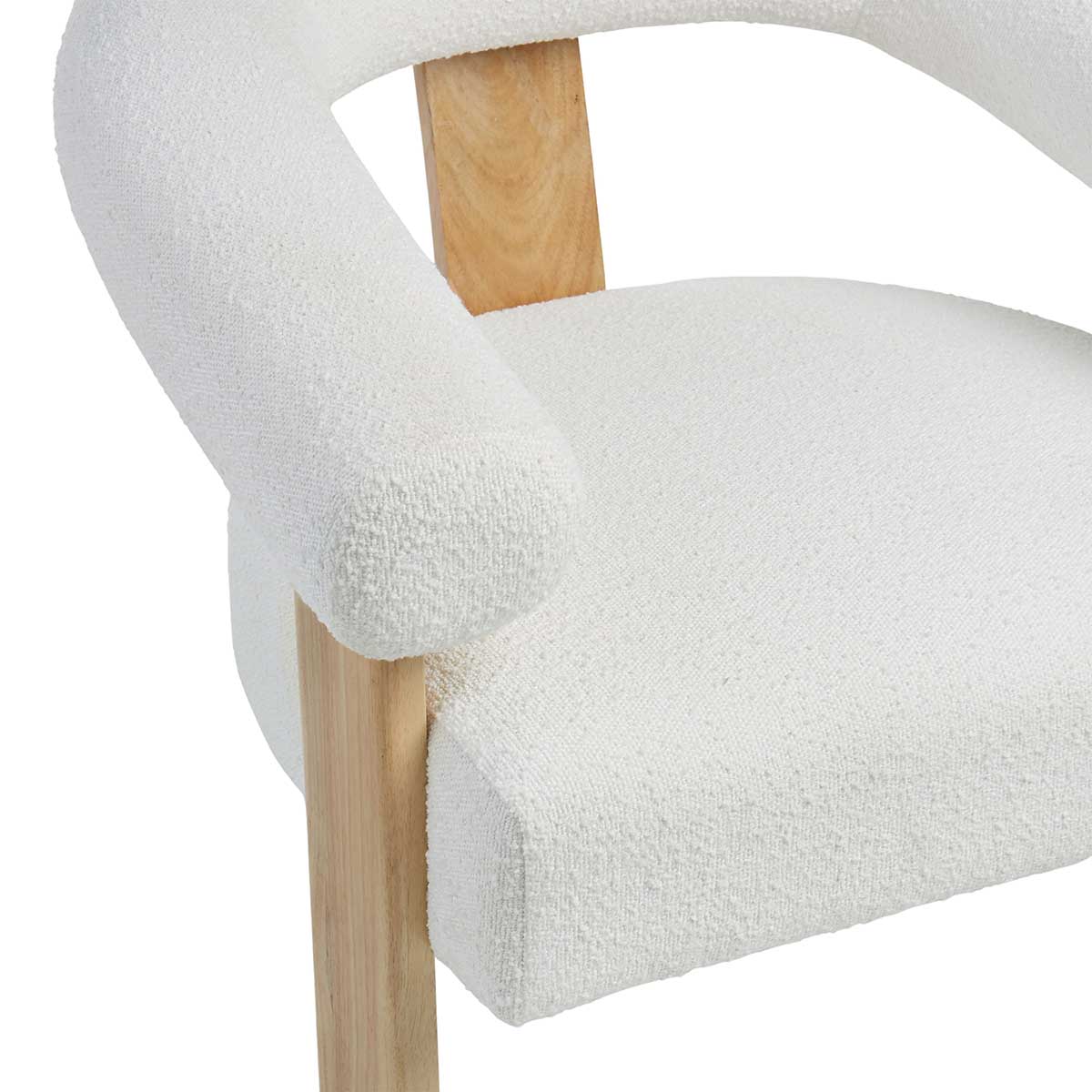 Boucle Curved Armchair - Modern Upholstered Accent Chair for Living Room, Bedroom & Office - Comfortable Lounge Seating with Soft Fabric and Elegant Design