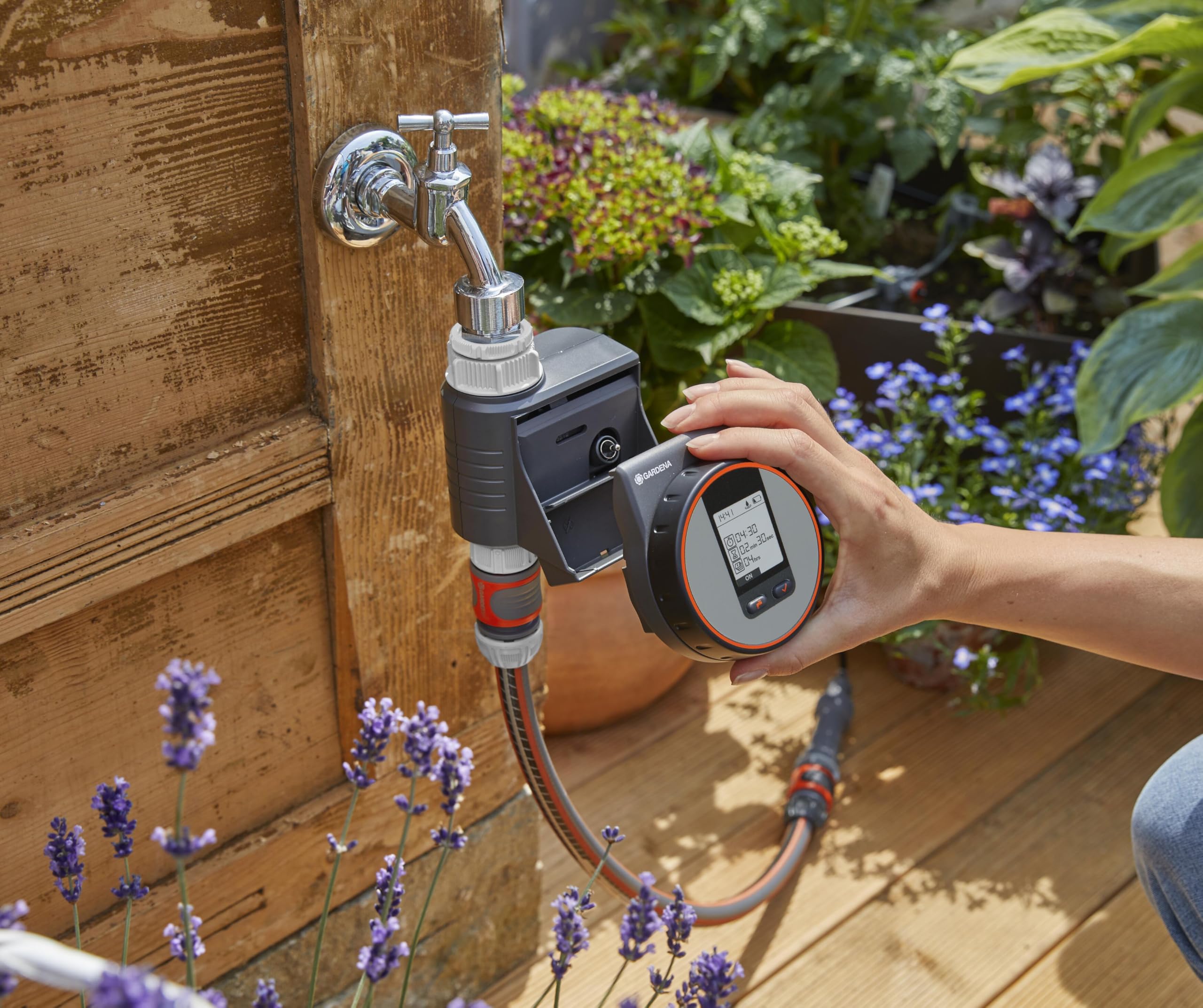 GARDENA 1890 Flex Hose Faucet with Connector & Water Timer - Durable Garden Hose System for Lawn, Yard, and Outdoor Watering
