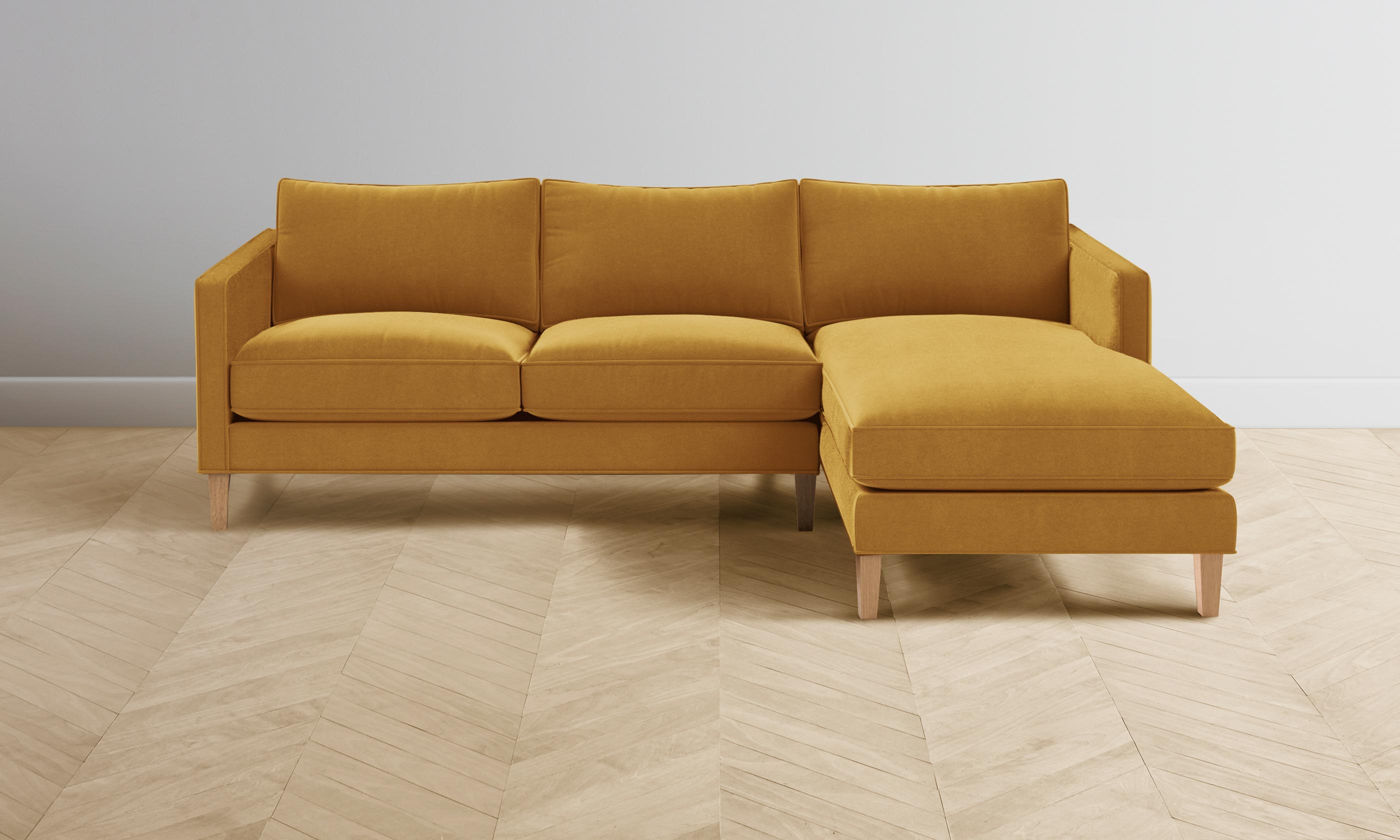 Premium Crosby Sectional Sofa - Luxurious Mohair Fabric in Amber | Perfect for Living Room, Lounge & Home Theater Seating