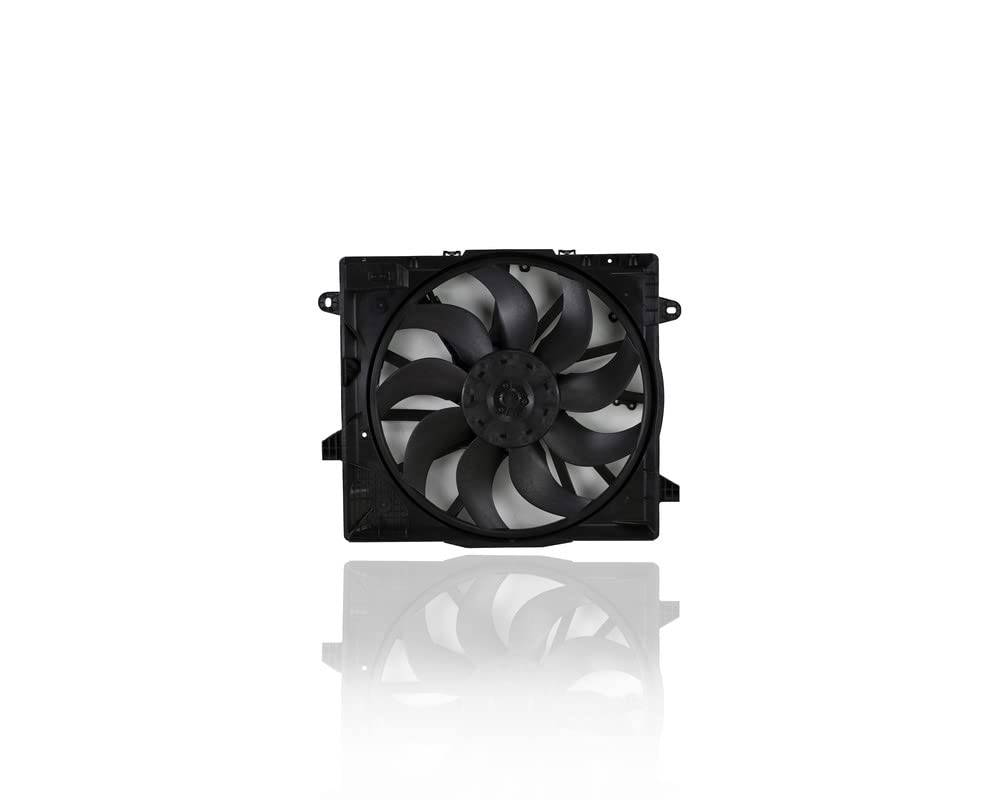 High-Performance Dual Radiator & Condenser Fan Assembly - Direct Replacement for 2018-2022 Jeep Wrangler & 2020-2022 Gladiator 4/6 Cyl 2.0L/3.0L TD/3.6L with Tow Package - 9 Blade Design (Part# 68272755AD) - Perfect for Off-Roading, Towing & Extreme Weather Conditions