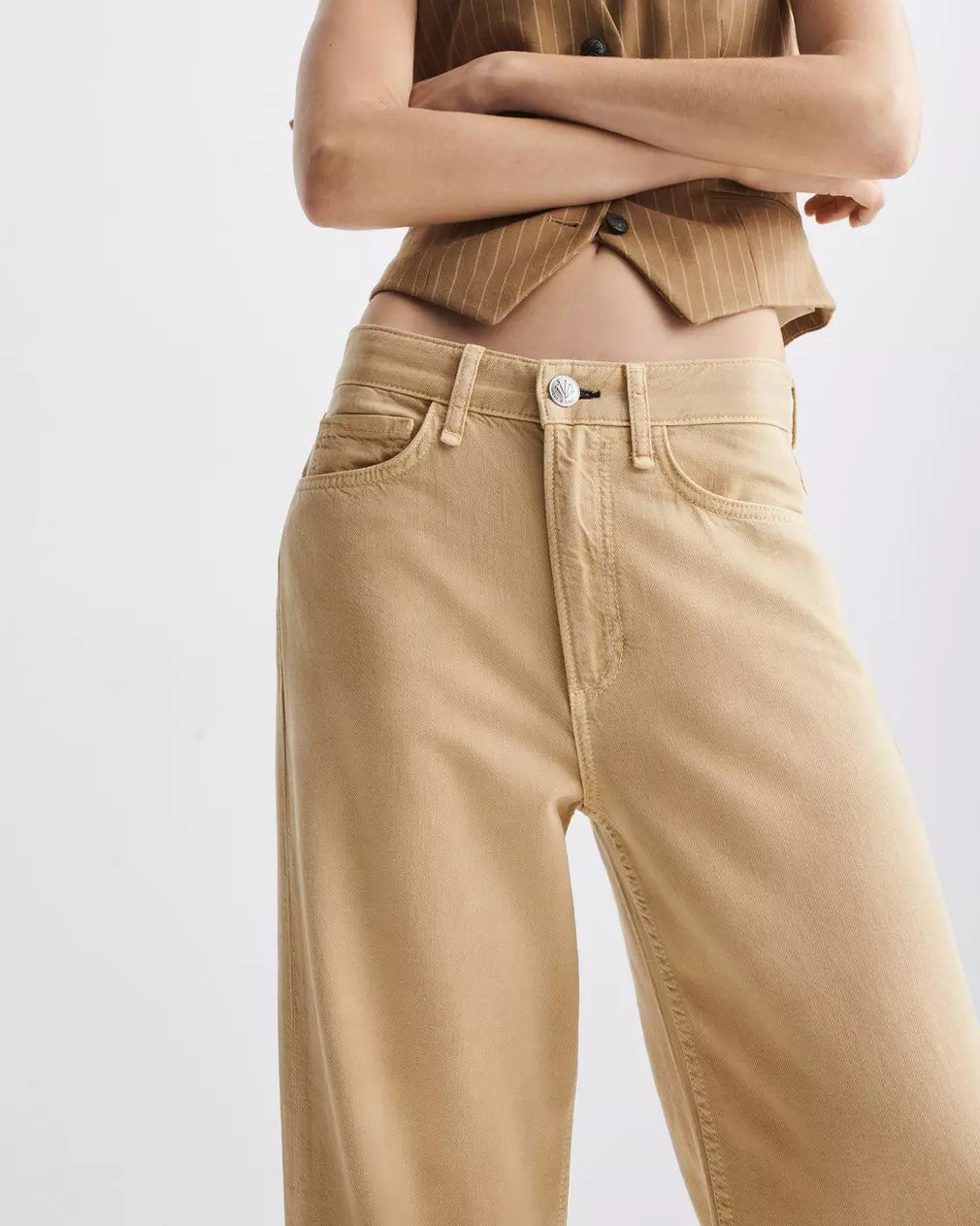 Featherweight Logan Wide Leg Pants in Beige - Comfortable & Stylish Women's Trousers for Casual Wear & Office Outfits