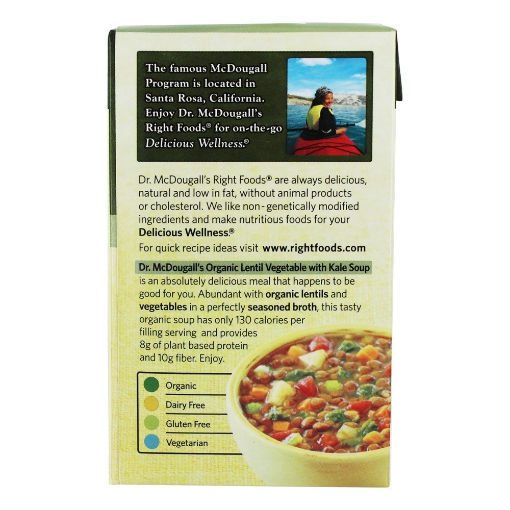 Organic Lentil Vegetable Soup by Dr. Mcdougall's - Pack of 6 (18 Oz Each) | Healthy Vegan Meal for Quick Lunches & Camping Trips