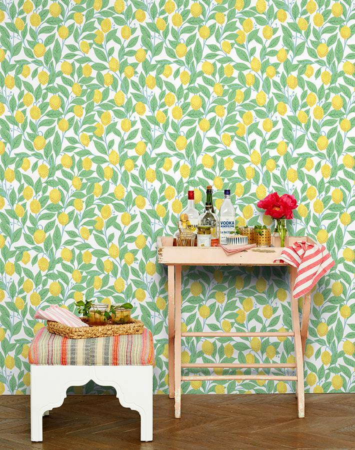 Nathan Turner White Lemons Wallpaper - Peel & Stick Removable Wallpaper for Kitchen, Bathroom, and Home Decor