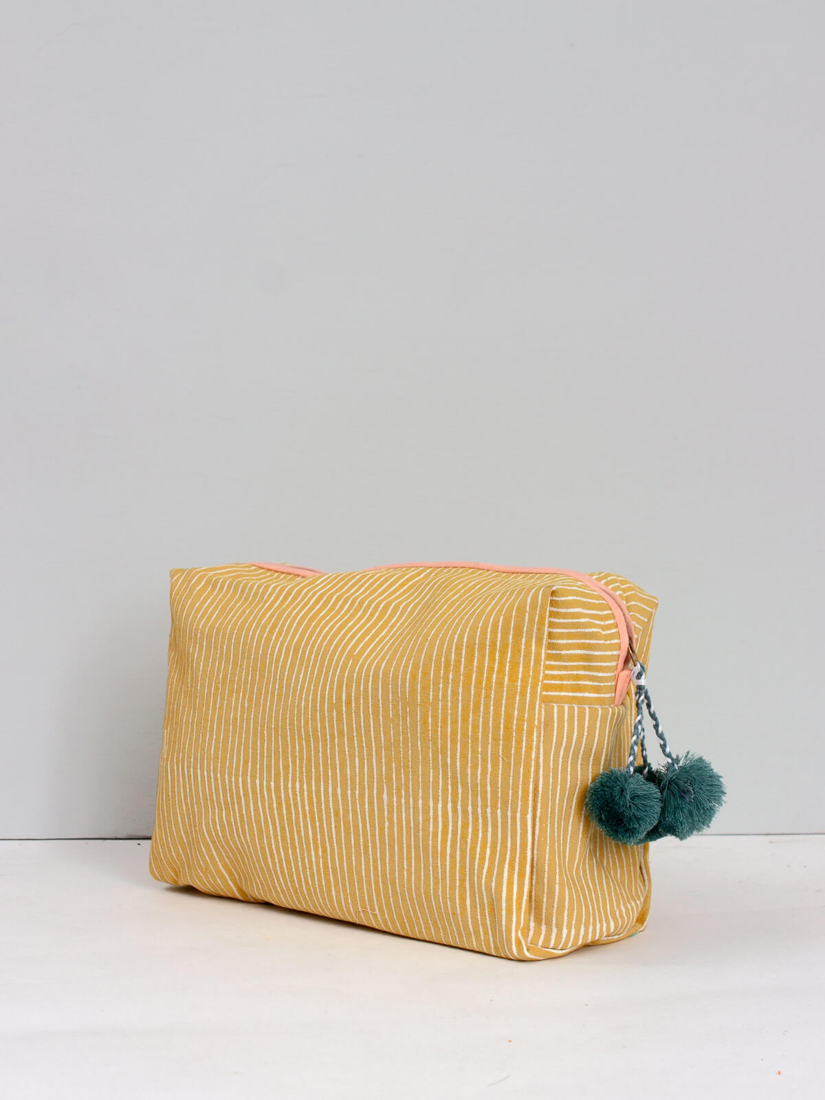 Premium Stripe Wash Bag in Mustard - Stylish Travel Cosmetic Organizer for Toiletries & Makeup - Perfect for Gym, Vacation & Daily Use