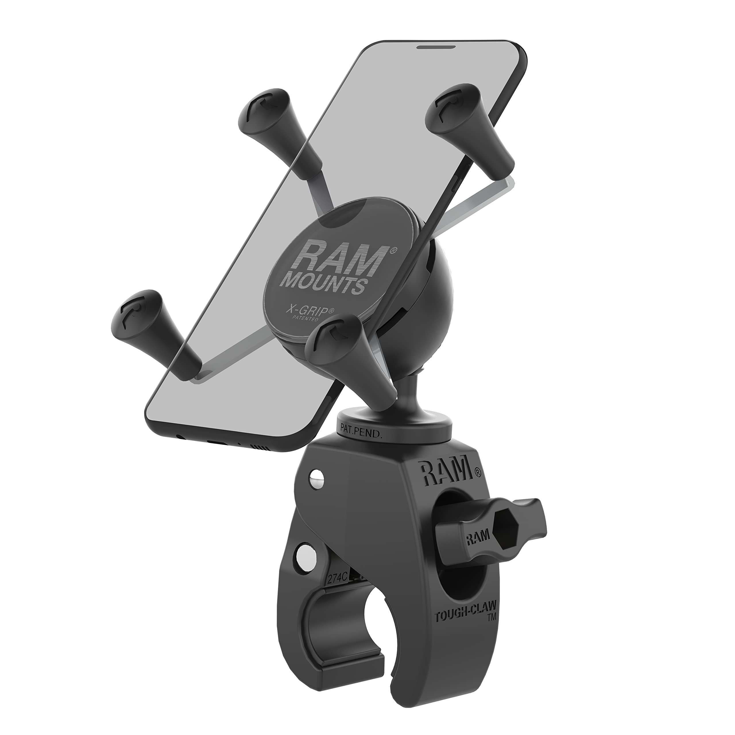 RAM Mount RAM-HOL-UN7-400U X-Grip with TOUGHCLAW 手机支架 - 适用于摩托车、自行车、汽车、船舶等户外运动设备