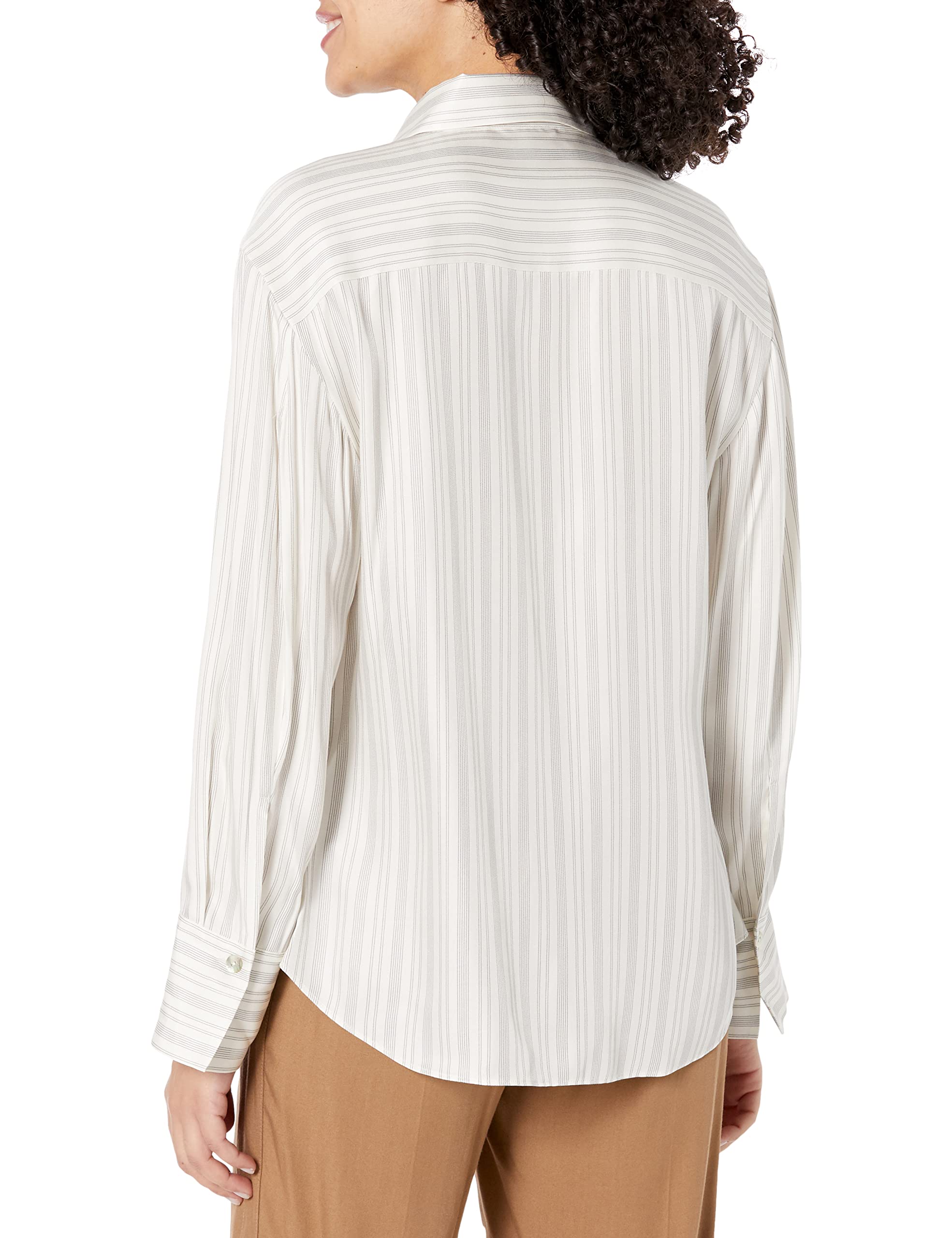 Vince Women's Striped Long Sleeve Button-Down Shirt - Slim Fit Office Blouse for Work & Business Casual Outfits
