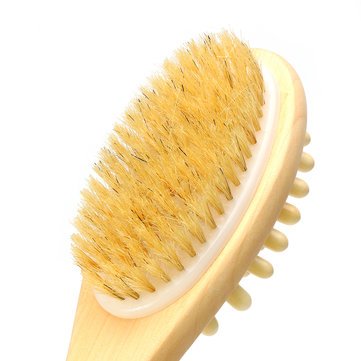 Premium Long Double-Sided Natural Wooden Bristle Bath Brush for Exfoliation & Massage - Ideal for Back Scrubbing, Body Cleansing & Spa Relaxation at Home