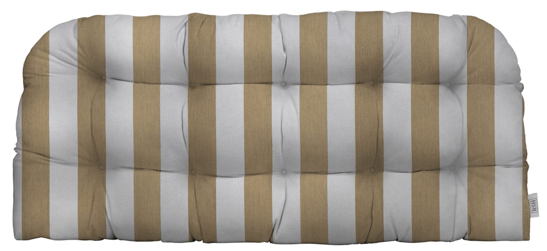 Sunbrella Stripes Tufted Wicker Loveseat Cushion - Water-Resistant Outdoor Patio Furniture Cushion for Loveseat, Perfect for Garden, Poolside, and Deck Use