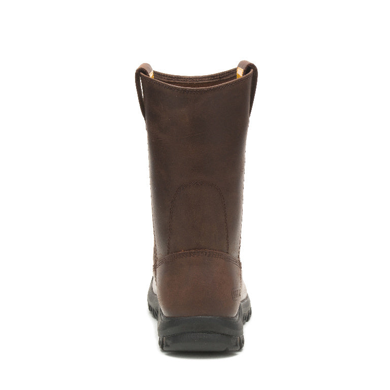 Men's Brown Steel Toe Pull-On Work Boots - Comfortable Drawbar Design for Construction & Warehouse Safety | OSHA Compliant Work Shoes for Electricians, Mechanics & Industrial Workers