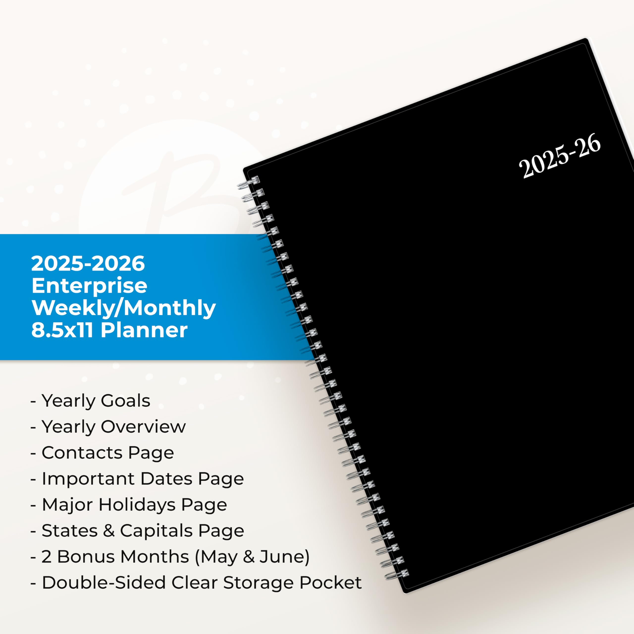Blue Sky 2025-2026 Academic Planner - Weekly & Monthly Calendar from July to June, 8.5