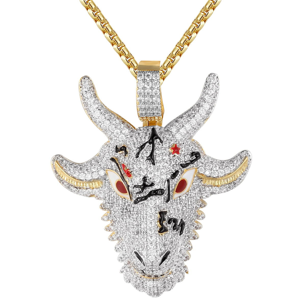 Men's GOAT Devil Animal Rapper Bling Pendant Necklace - Hip Hop Jewelry for Rappers, Streetwear Fashion & Gift Ideas