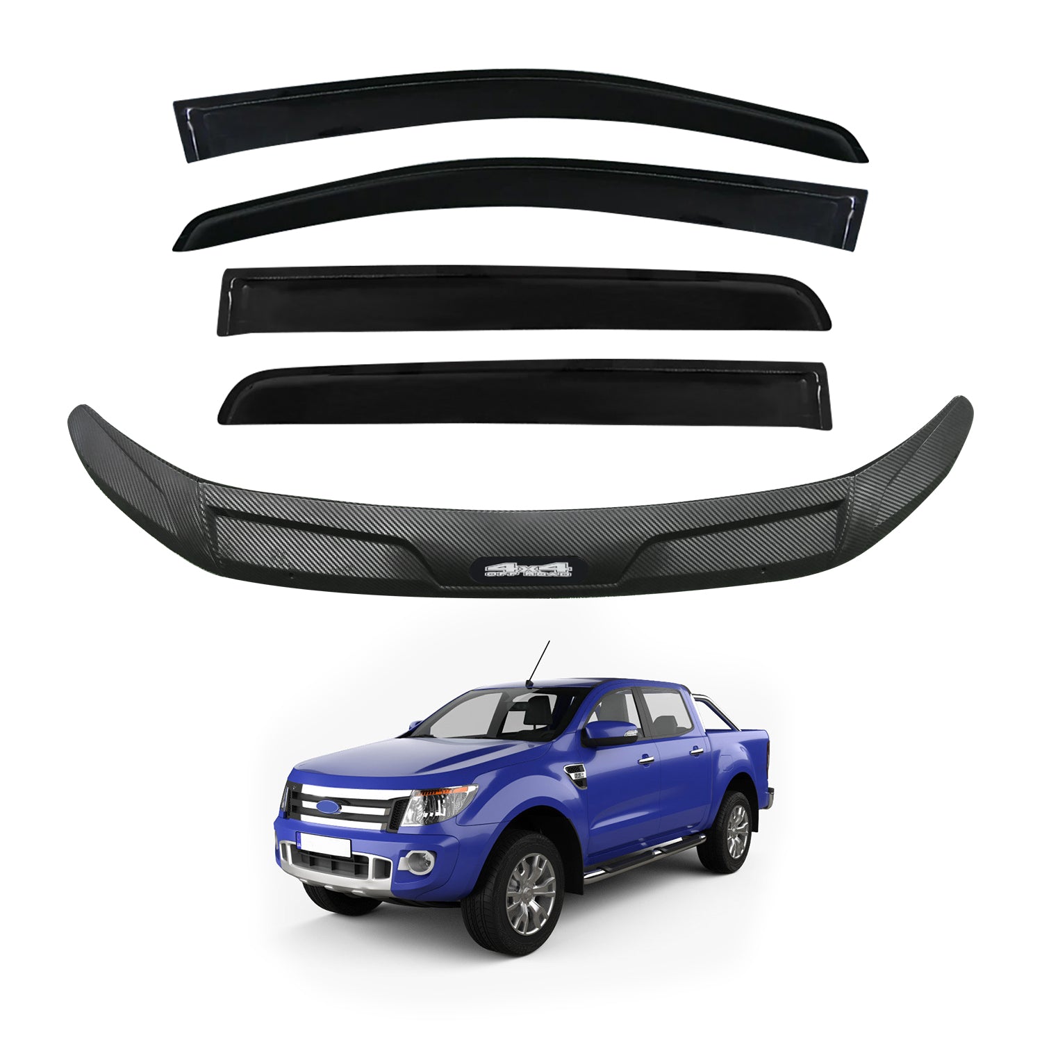 Weather Shields & Bonnet Protector for Ford Ranger Dual Cab (2012-2015) | Durable Car Protection for Rain & Sun | Perfect for Off-Road & Daily Driving