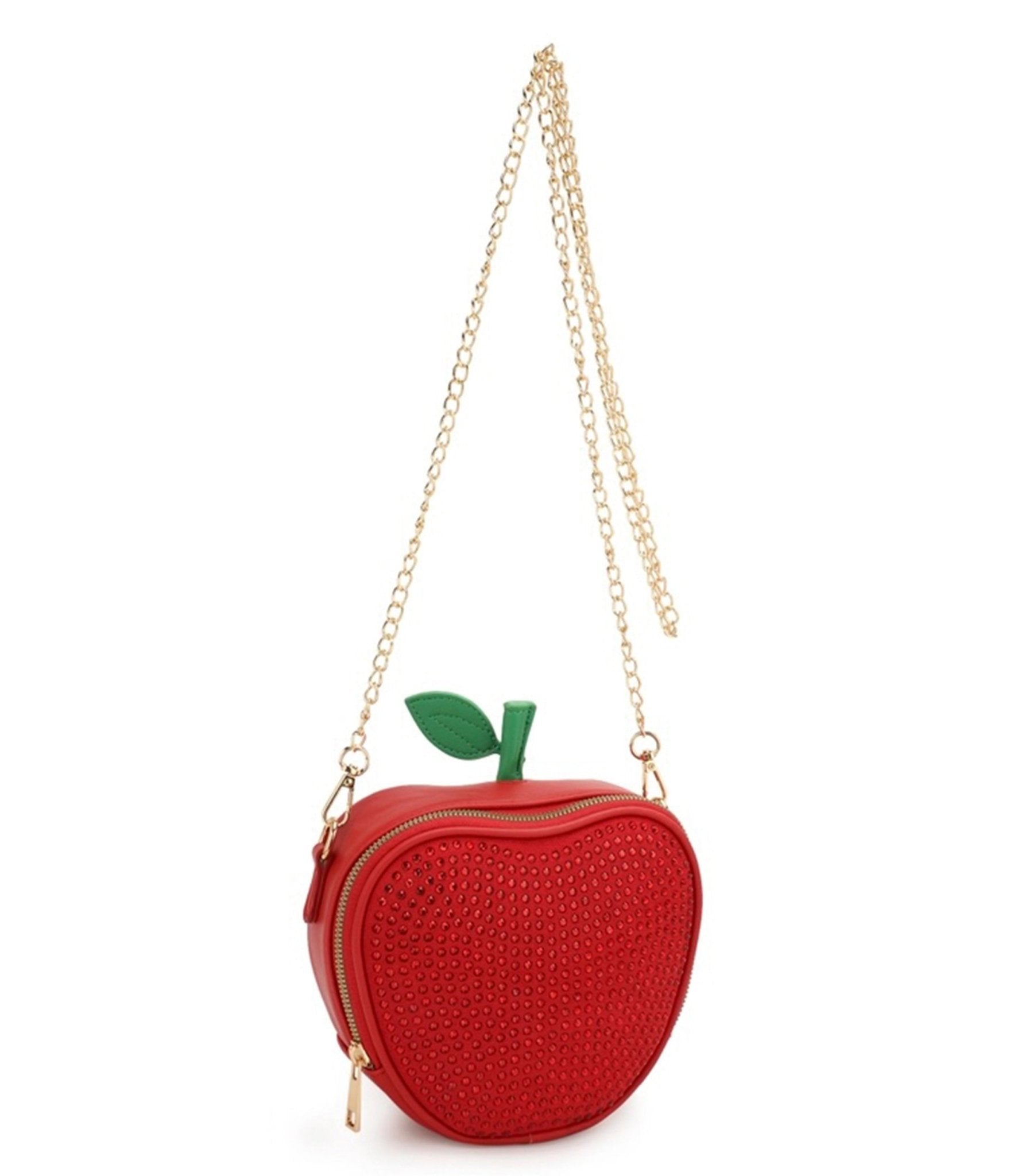 Stylish Red Apple Rhinestone Crossbody Bag for Women - Fashionable Evening Purse for Parties, Dates & Special Occasions
