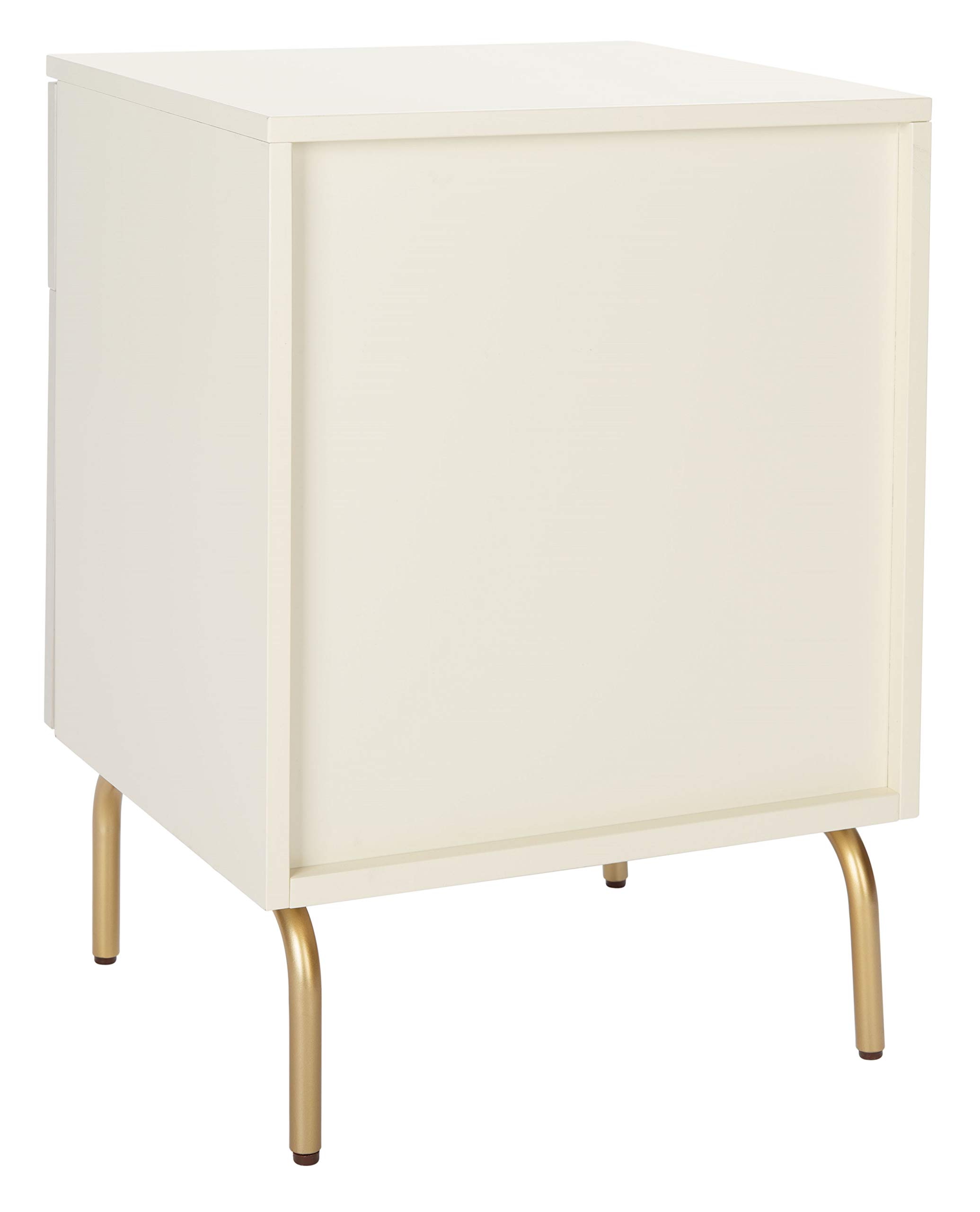 SAFAVIEH Genevieve 2-Drawer Nightstand - Cream & White Washed Wood Bedside Table for Bedroom, Living Room & Office - Compact Storage Furniture with Smooth Gliding Drawers