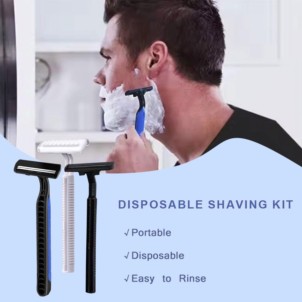 Disposable Twin Blade Razors for Men - Stainless Steel & Plastic Shaving Razors - Multipurpose Portable Manual Razors for Travel, Hotel & Bathing - Smooth Shave for Daily Use & Grooming
