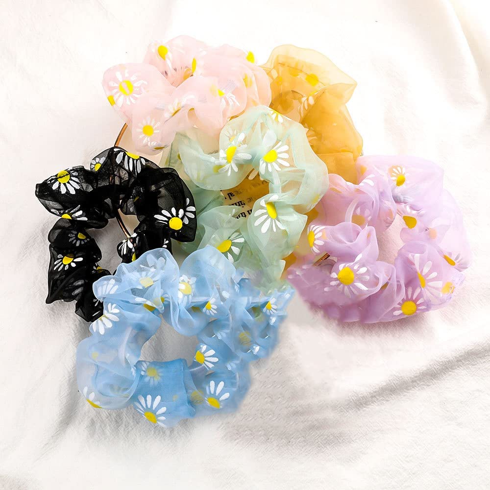 Girls Hair Scrunchies - 6 Pack Elastic Hair Bands for All Hair Types, Soft Net Fiber Hair Ties for Teens, Ponytail Holders & Braid Makers - Perfect for School, Sports, and Everyday Styling
