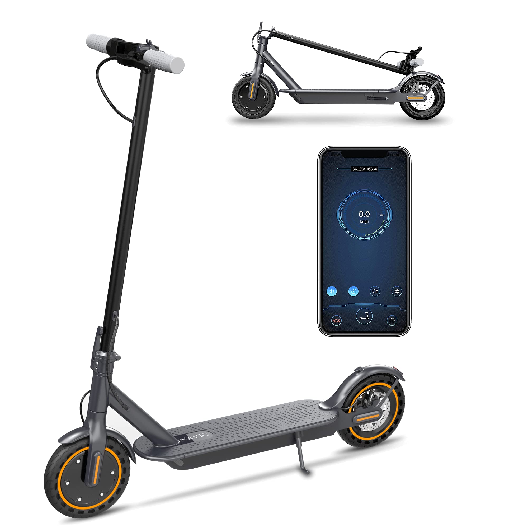 NAVIC Electric Scooter for Adults - 19-22 MPH, 21-23 Mile Range, Foldable E-Scooter with App Control, Dual Suspension & Turn Signals - Perfect for Commuting & Urban Travel