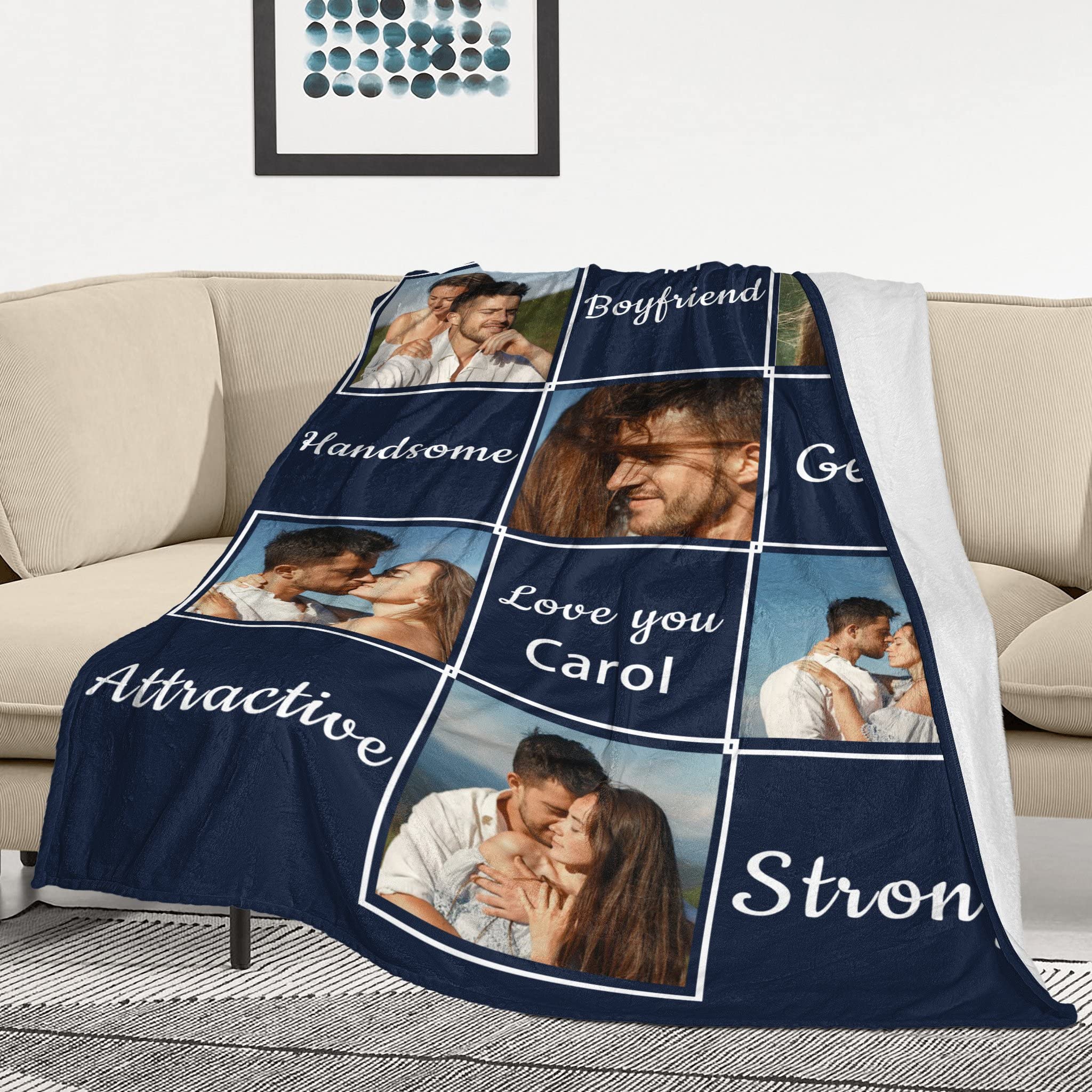 Personalized Couple Blankets - Custom Anniversary & Valentine's Day Gifts for Him, Boyfriend Birthday Present, Long Distance Relationship Gift Idea - Perfect for Romantic Nights & Cozy Home Decor