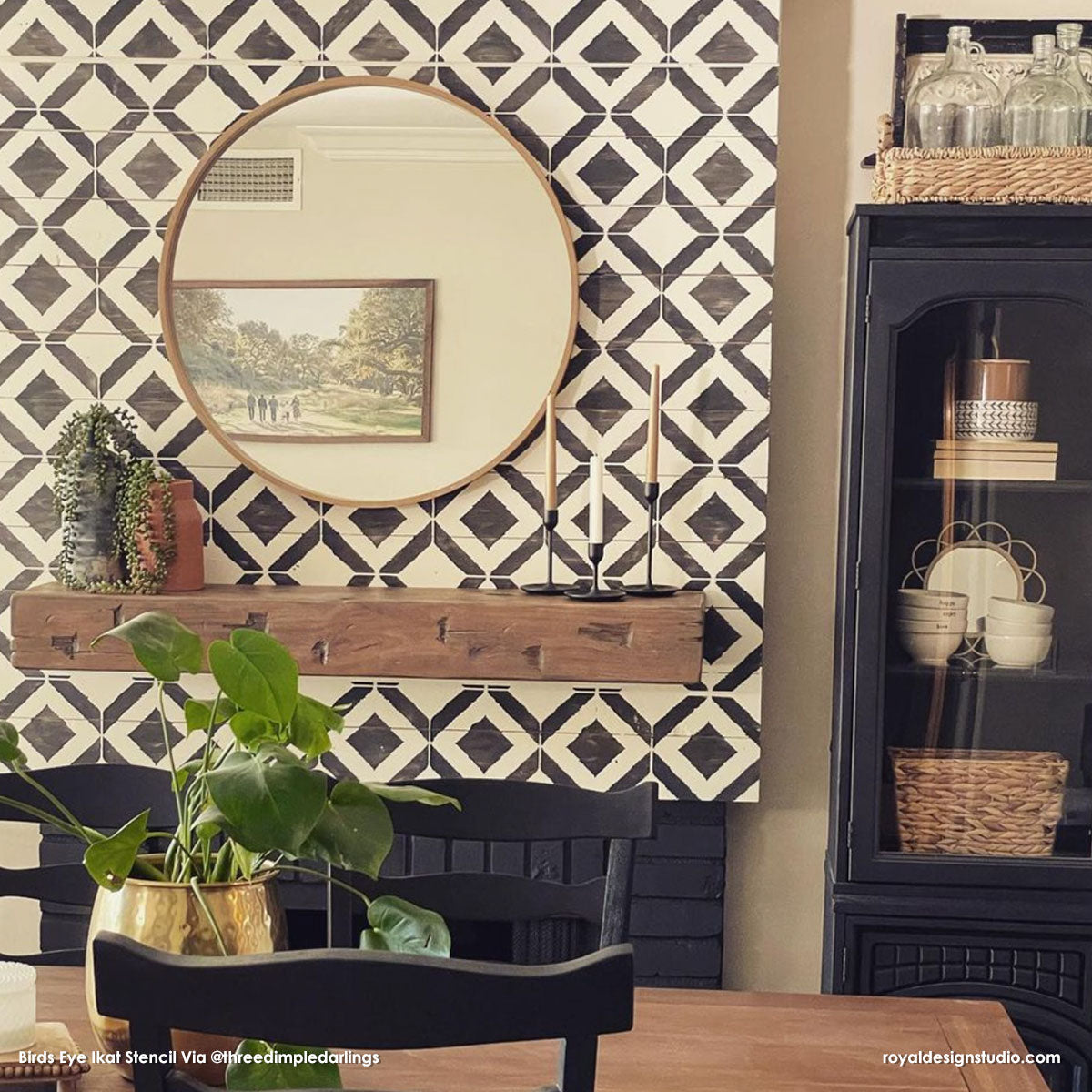 Bird's Eye Ikat Allover Wall Stencil - DIY Home Decor Painting Template for Living Room, Bedroom, and Nursery - Perfect for Wall Art, Accent Walls, and Creative Interior Design Projects
