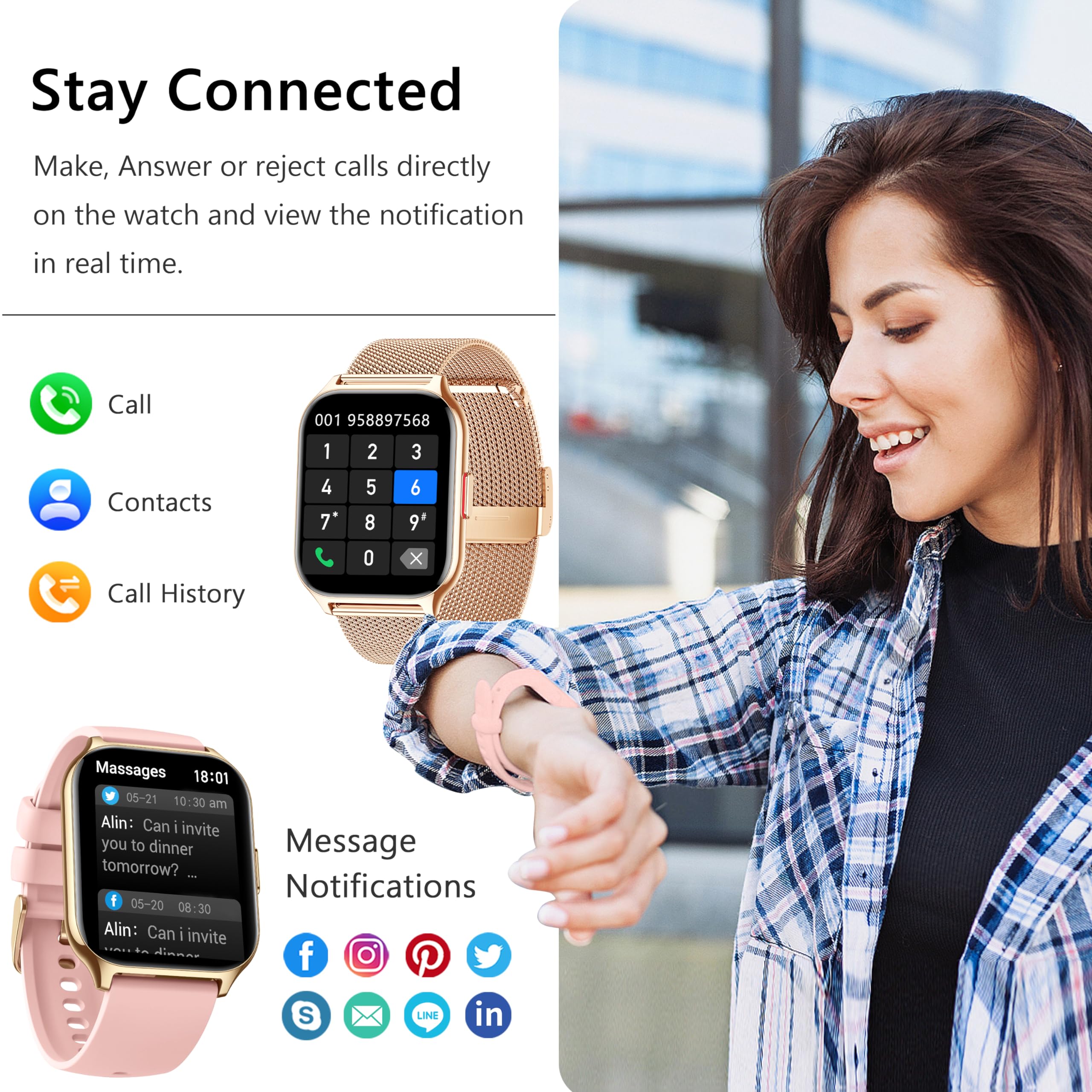 Smart Fitness Watch for Men & Women - Heart Rate, Blood Oxygen Monitor for Android & iOS - Perfect for Workouts & Daily Use