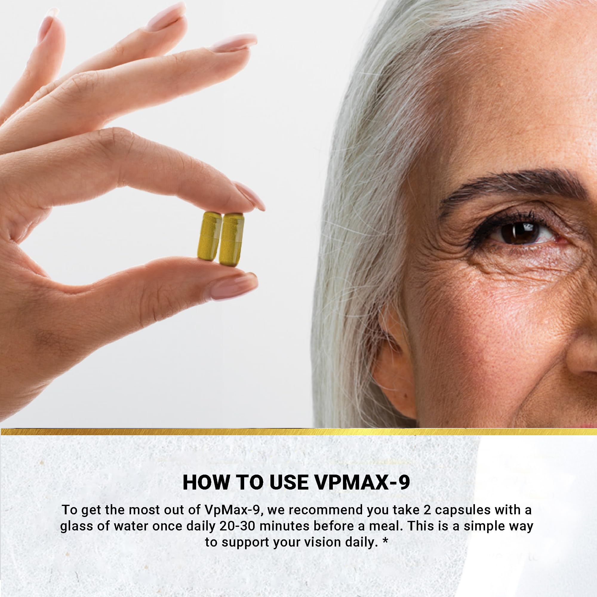 Golden After 50 VpMax-9 - Premium Eye Care Supplement with Lutein, Lycopene & Bilberry Extract - Supports Vision Health & Antioxidant Protection - 6 Bottles (180 Capsules) - Ideal for Computer Users, Night Drivers & Aging Eyes