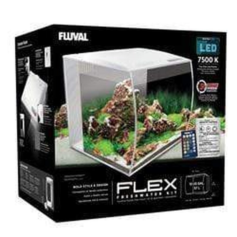 Fluval FLEX 15 Gallon Aquarium Kit with LED Lighting - Complete Fish Tank Setup for Freshwater & Saltwater - Perfect for Home, Office Decor & Aquatic Pets