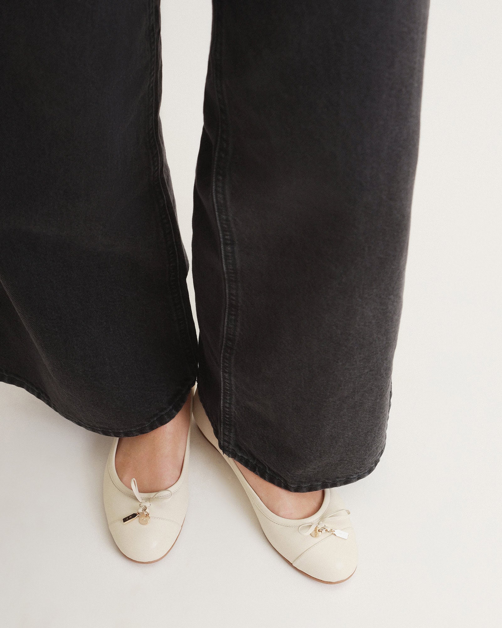 Hermione Dress Flats - Women's Off White Leather Ballet Shoes for Comfort & Style | Perfect for Work, Weddings & Casual Outfits