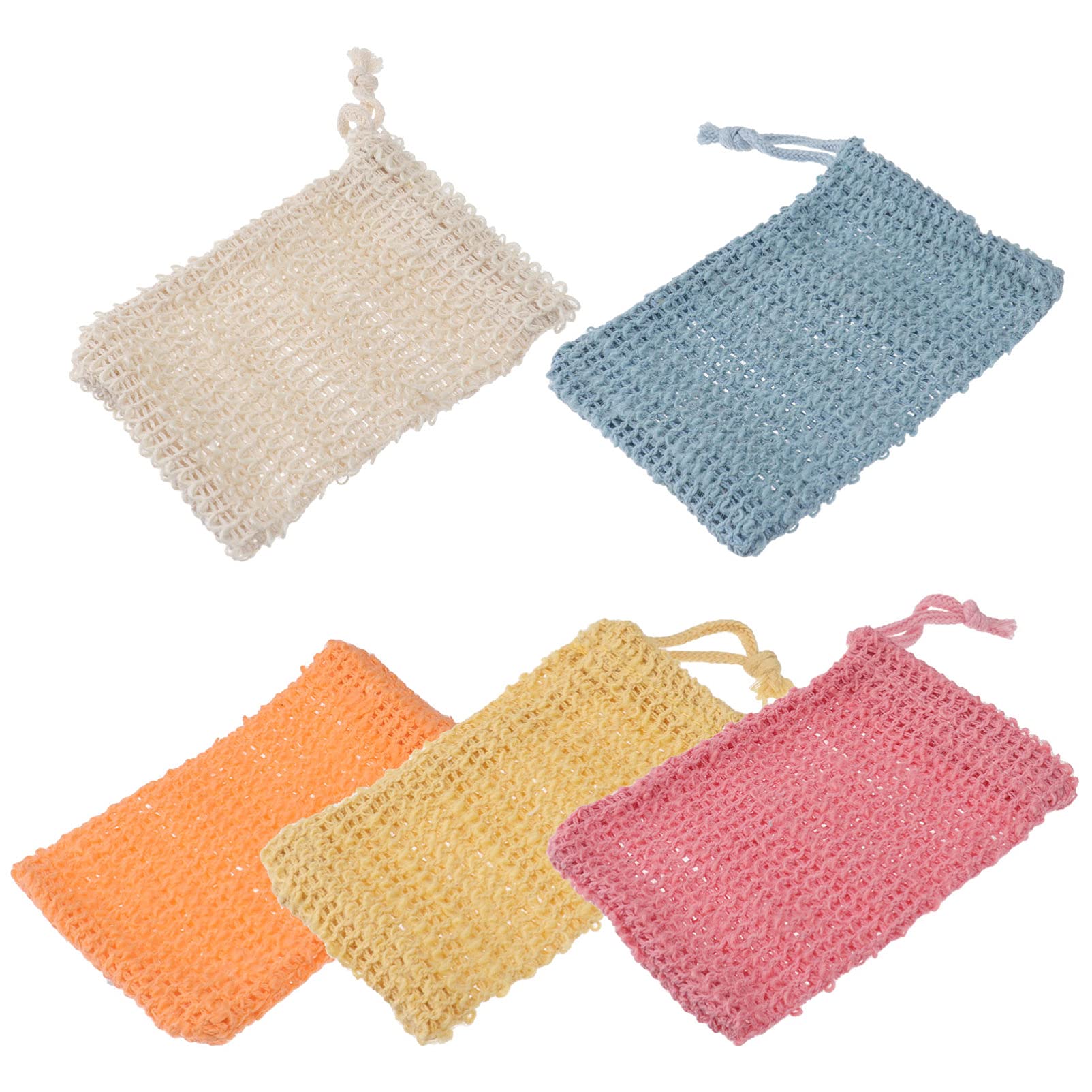 5Pcs Exfoliating Soap Saver Bags - Natural Sisal Fiber Soap Pouch for Face & Body Wash | Bath Foaming & Skin Exfoliation | Perfect for Shower, Spa & Travel