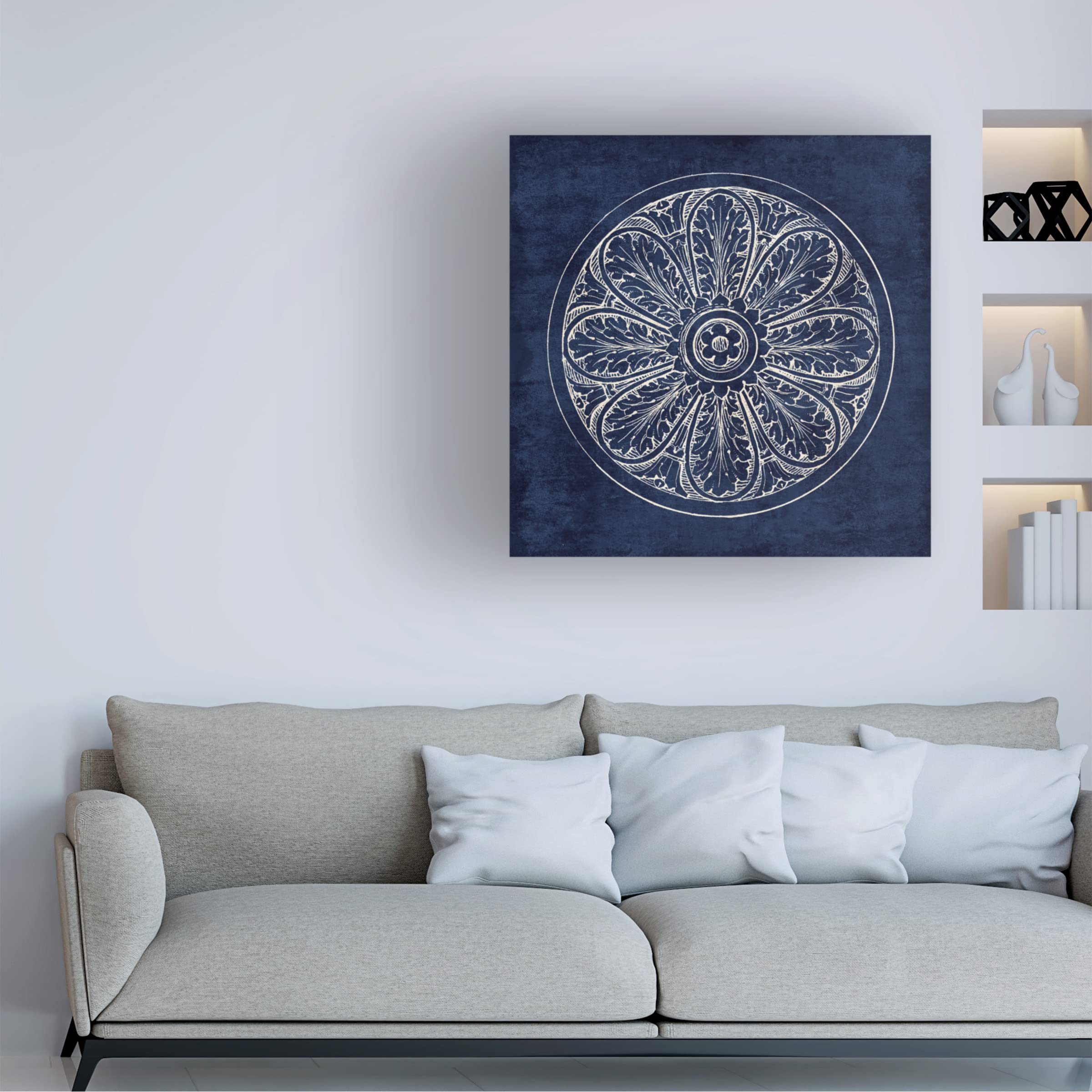 Trademark Fine Art 'Rosette VIII Indigo' Canvas Wall Art Print by Wild Apple - Modern Home Decor for Living Room, Bedroom & Office