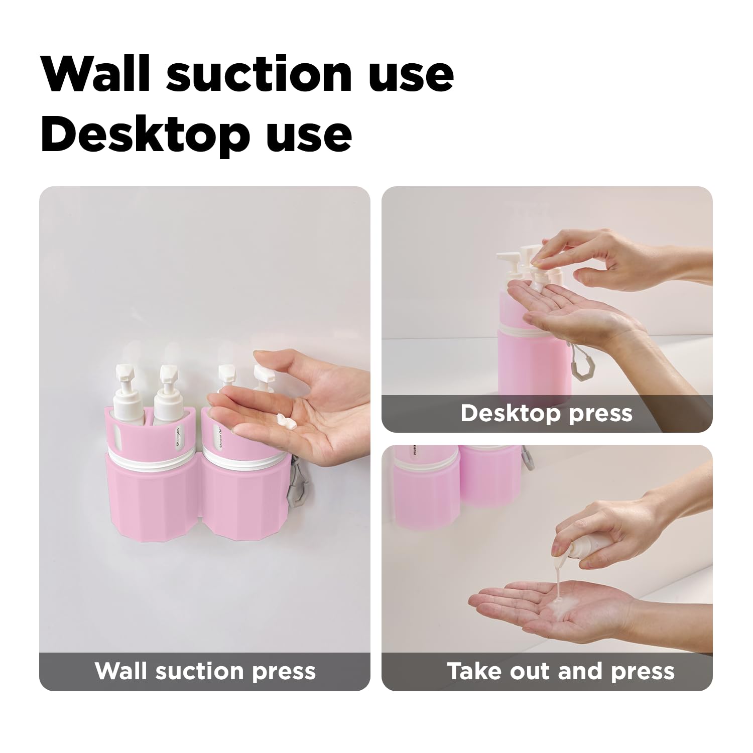 TSA Approved Travel Bottles for Toiletries - Leak Proof Shampoo & Conditioner Containers with Suction Cups (Pink) | Perfect for Airplane Carry-On, Gym & Vacation Essentials